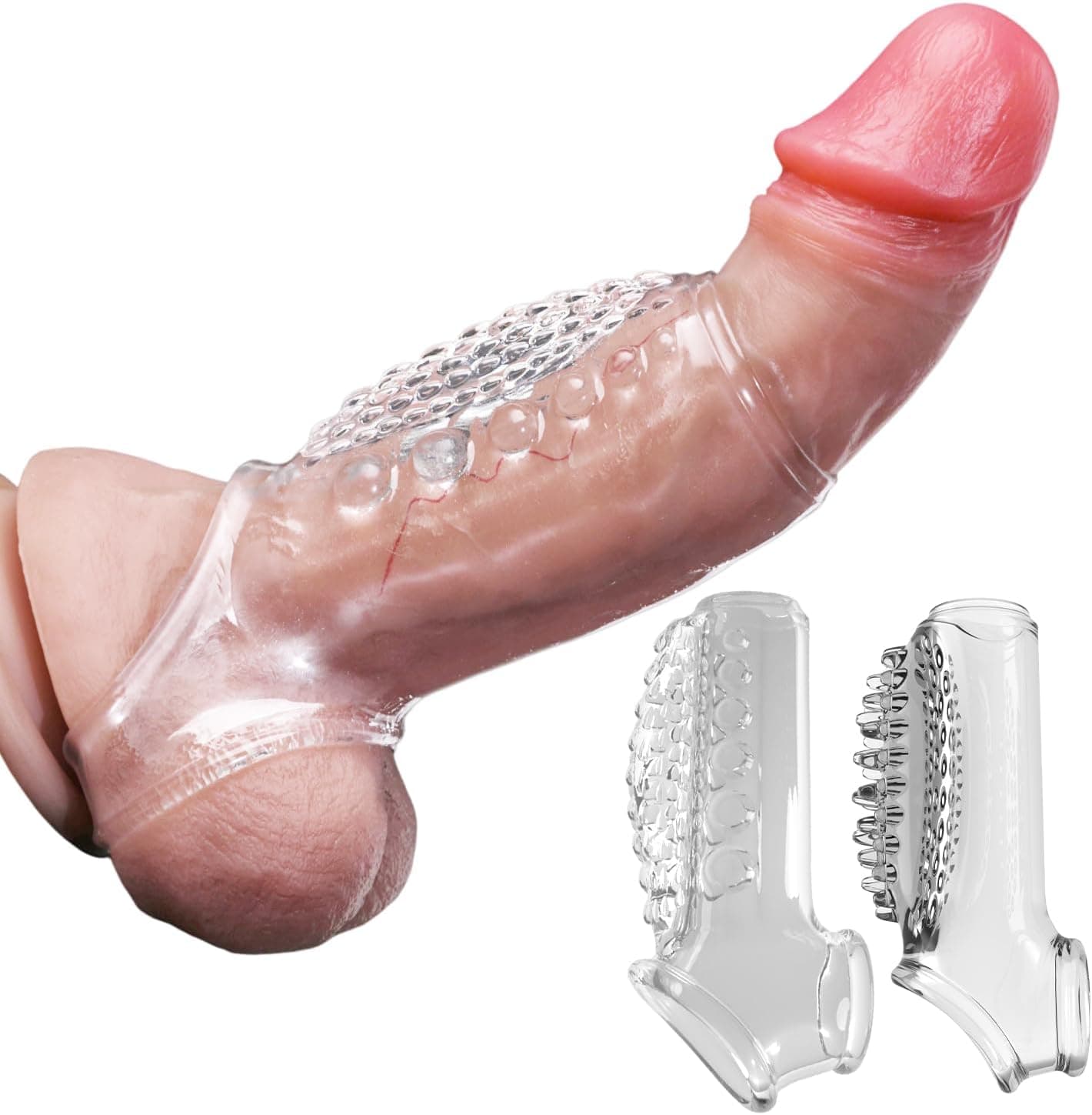 2er Pack Penismanschetten mit Rutschfest Verdickt Hodenring Penis Sleeve mit große noppen Wiederverwendbare Penishülle für Penisverlängerung und Erektionsverbesserung Sexspielzeug für Männer fantasy