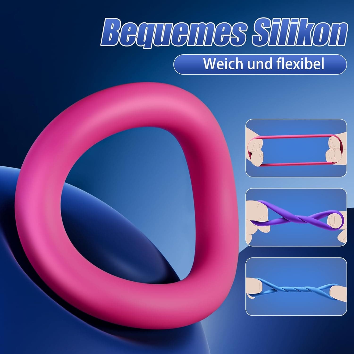 Premium Penisring Set 3er Pack (3 Farben, 3 Größen) – Dehnbare Cockringe &amp; Hodenringe aus Flüssigsilikon für härtere &amp; längere Erektion, inkl. Aufbewahrungsbox – Sexspielzeug für Paare/Männer