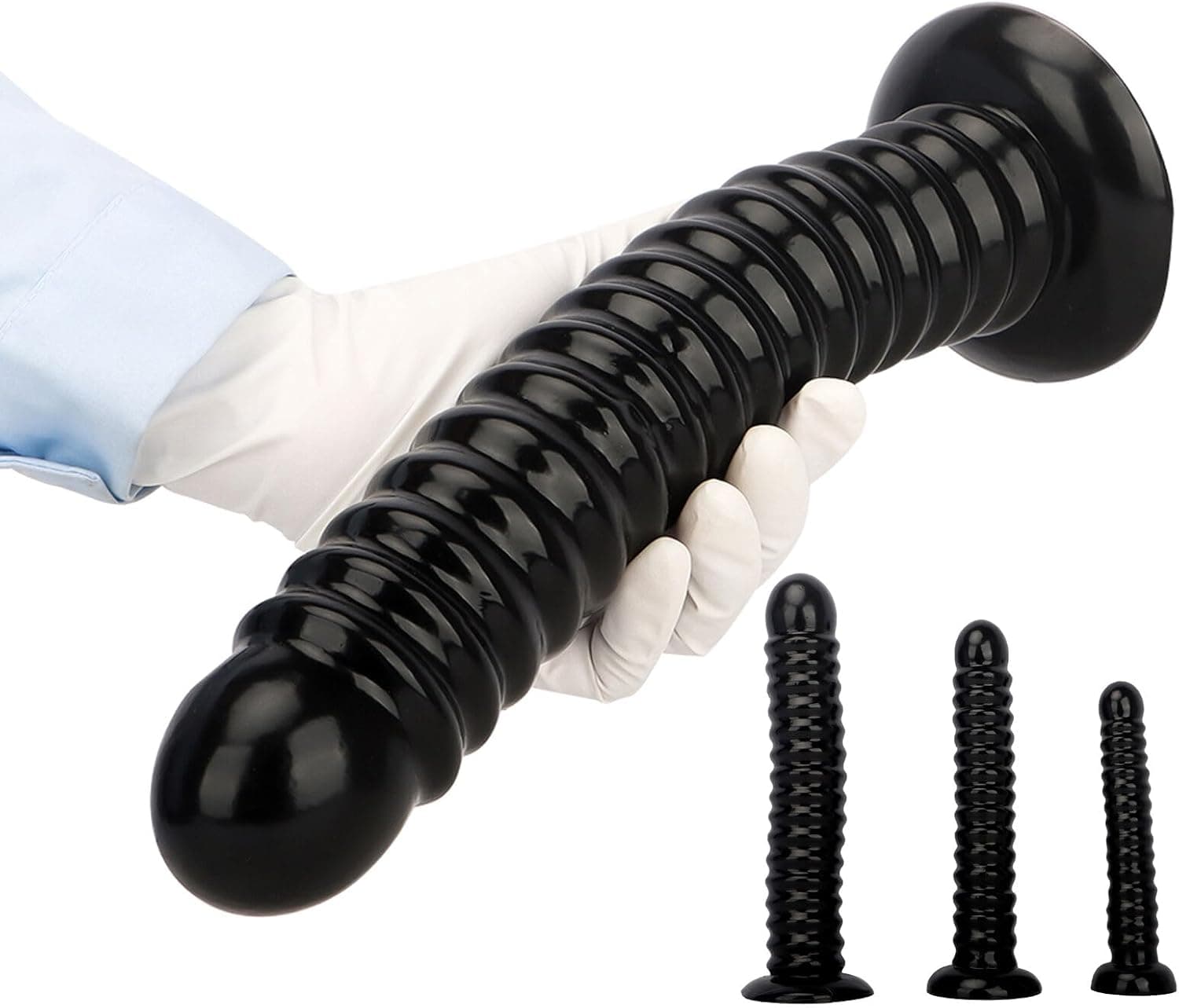 3 Größe Gewinde Analperlen Progressiver Analplug Analkugel mit Saugnapf Buttplug Anus Dilatator Penis-Nachbildung Stimulator Groß Anal Stecker Prostata Massager Sexspielzeug für Frauen Männer