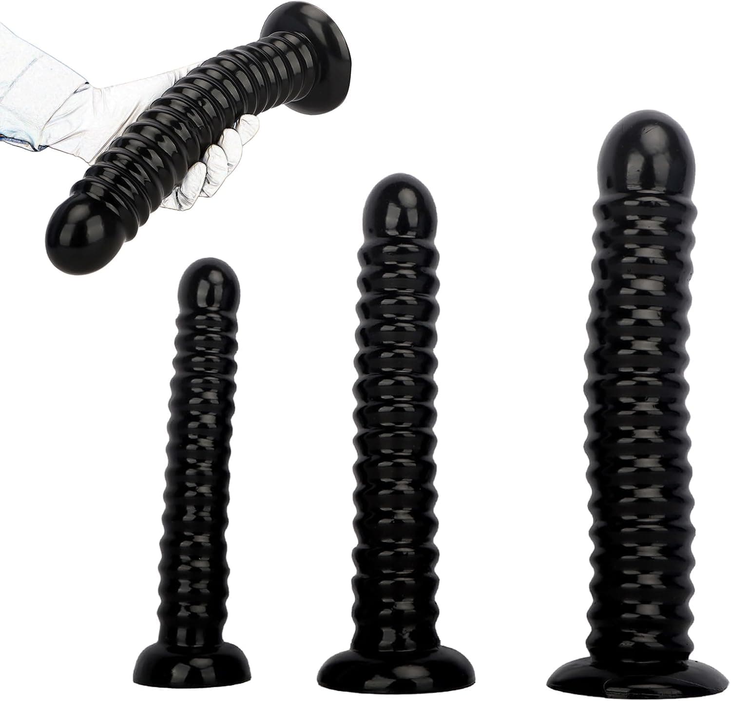 3 Größe Realistische Gewinde Buttplug mit Saugnapf Analkugel Anus Dilatator Vagina Stimulator Groß Anal Stecker Butt Plug Prostata Massager Analperlen Sexspielzeug für Frauen Männer Paare