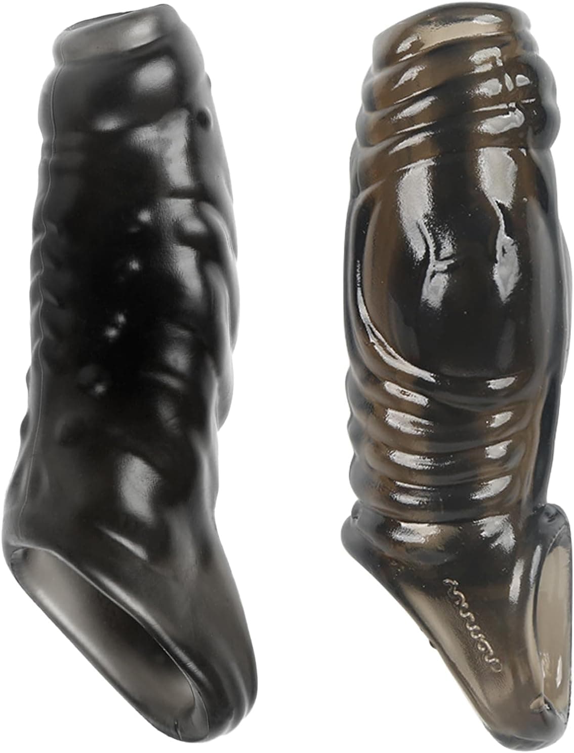 Penishülle 2 PCS für Penisverlängerung, Penis Sleeve Penismanschetten Erektionssteigerung für die Männer, Sex Toyset Verzögerte Ejakulation erotisches Sexspielzeug (Schwarz)