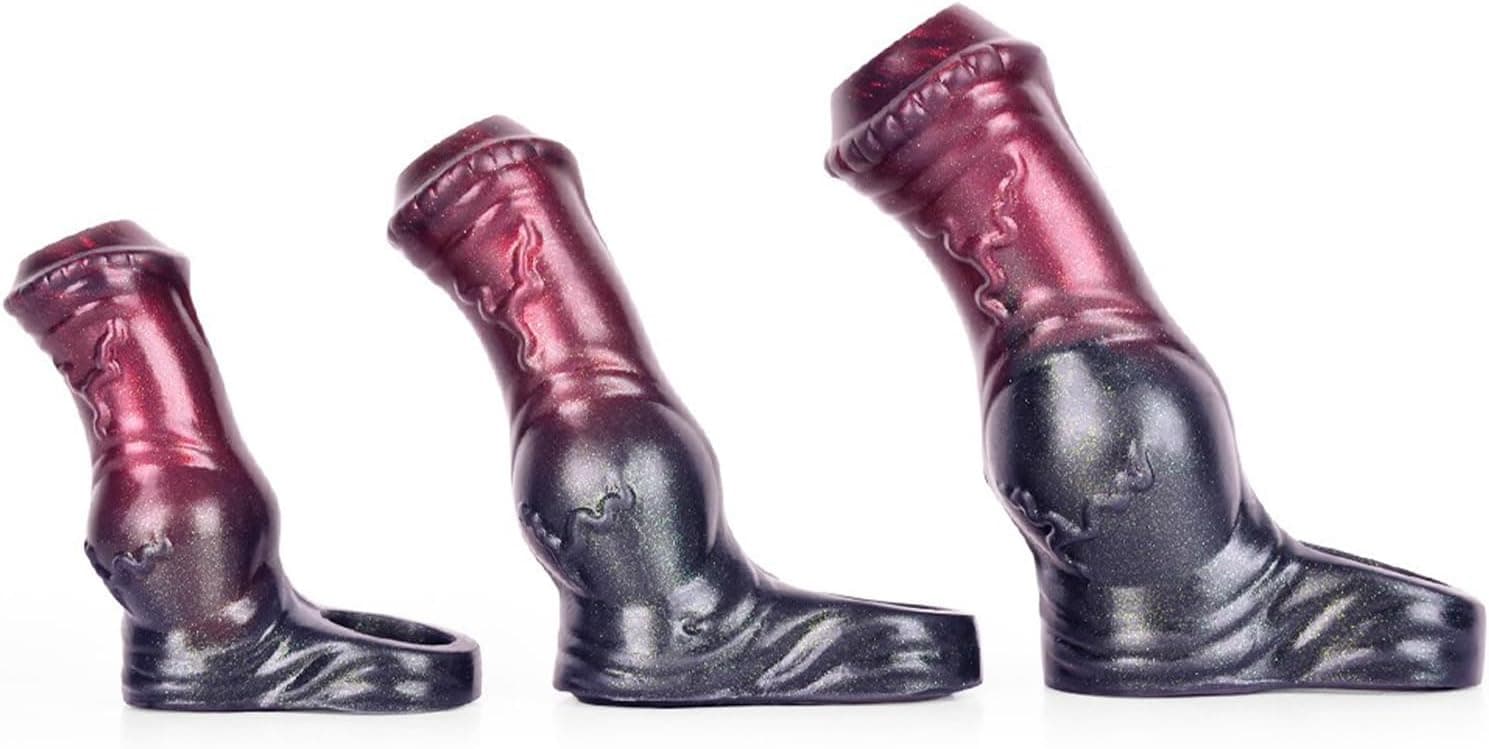 Silikon Penishülle Penis Sleeve Realistischer Pferd Dildo mit Hodenring Dicker Tier Horse Penis Hülle Penisverlängerung Extender Erweiterung Herren Penismanschetten Sexspielzeug Für Männer