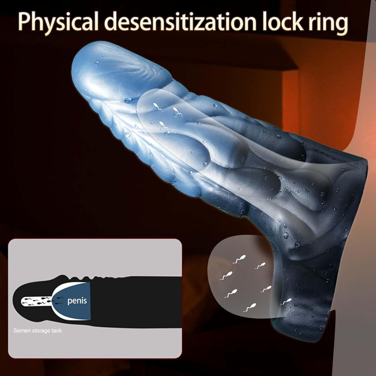Silikon Penis Sleeve Mit Monster Dildo Design Und Hodenring, Wiederverwendbare Penishülle Zur Penisverlängerung Und Erektionssteigerung, Penisvergrößerung Extender Für Männer Sexspielzeug（L）