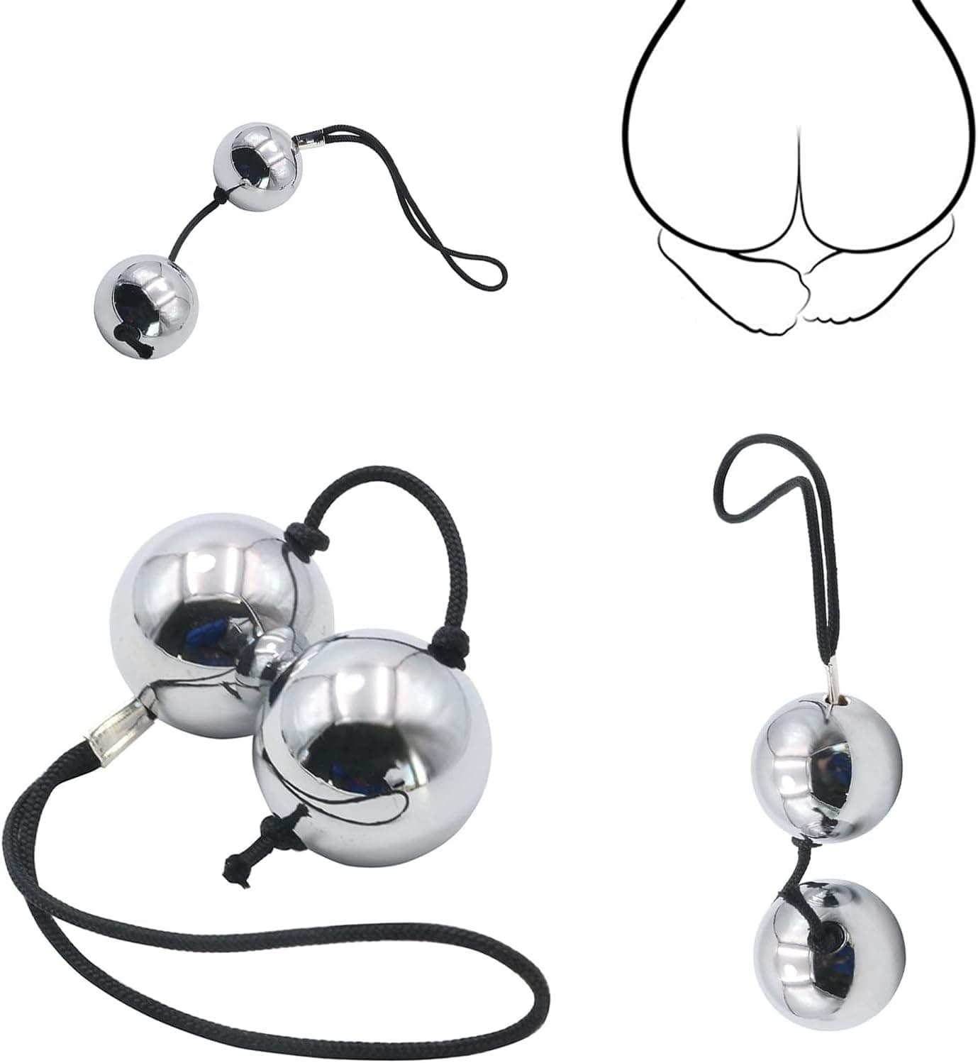 3 Stück Edelstahl Analperlen Vaginal Kugeln Analkette mit 2 Kugel G-Punkt Metall Anal Beads Anus Dilatator Analkugeln SM Sex Toys für Frauen Männer und Paare