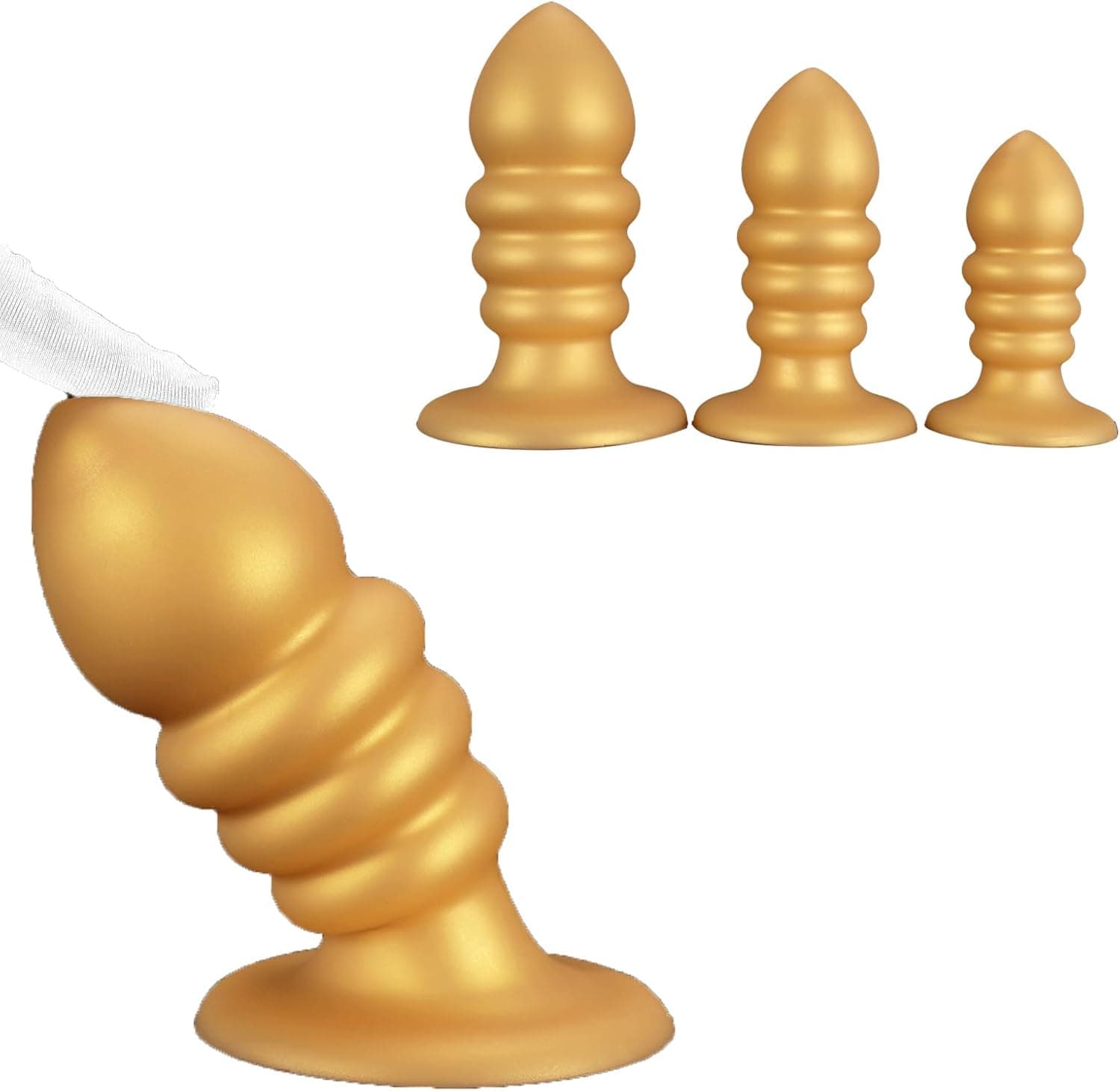 Golden Weicher Silikon Analplug Monster Dildo Große Analkugeln mit Saugnapf Prostata Stimulation SM Analperlen Anus Dilatator Butt Plug Fisting G-Punkt Sex Spielzeug für Männer Paare Frauen