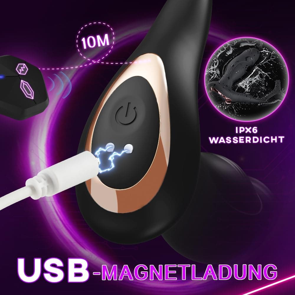Analvibratoren für Mann Prostata Stimulation Männer mit Penisring 9 Schwungmodi &amp; Rollkugeln-Stoßfunktion 9 Vibrationen Analplug Sex Spielzeug für die Männer Anal Vibrator Anal dildo Sex toys