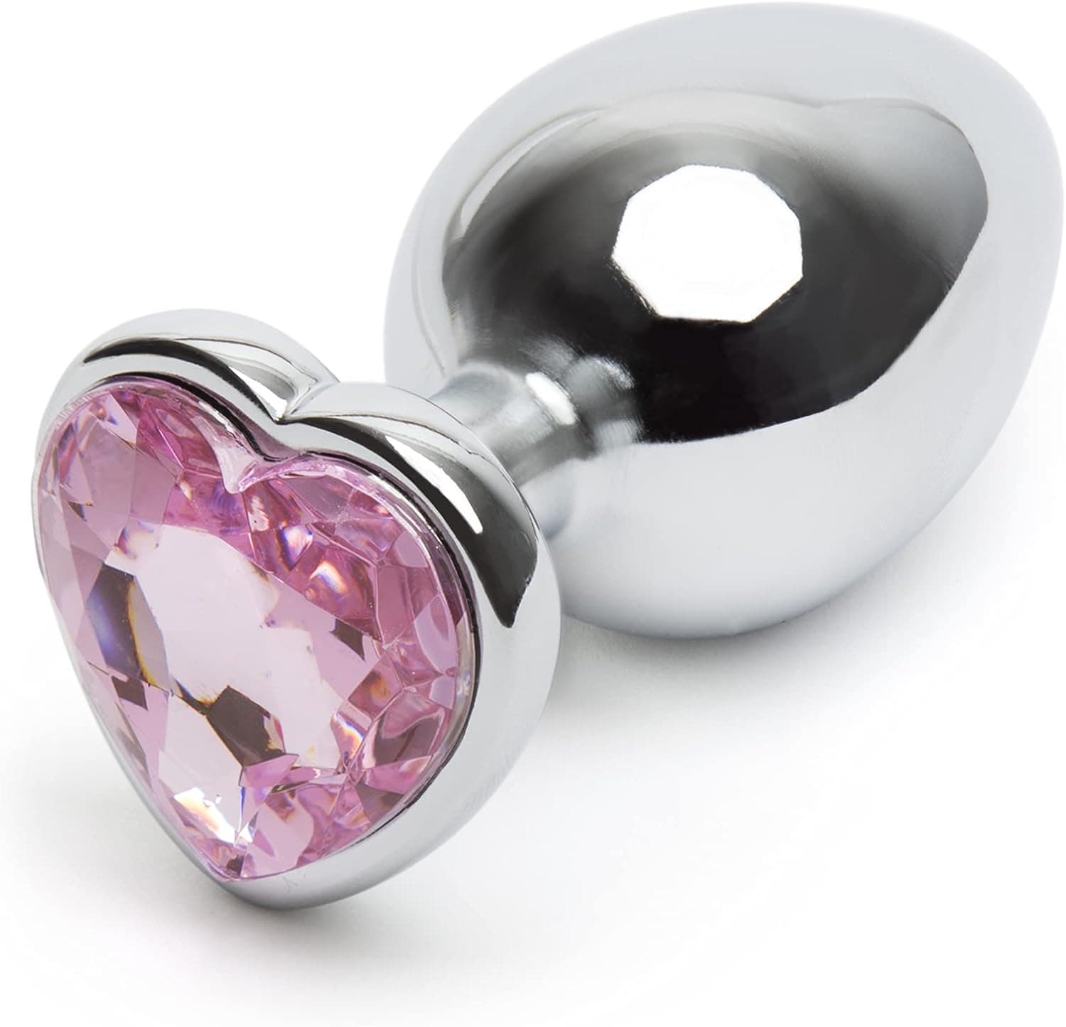 Lovehoney Silver Heart Butt Plug 3.5 Inch Pink Gem