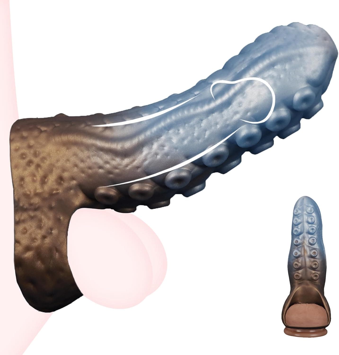 HXLXW Penismanschette Penisverlängerung Silikon Penishülle mit Hodenring Tentakelstruktur Cock Sleeve Penis Hülle für Männer zur Penisvergrößerung &amp; mehr Ausdauer im Bett(M)