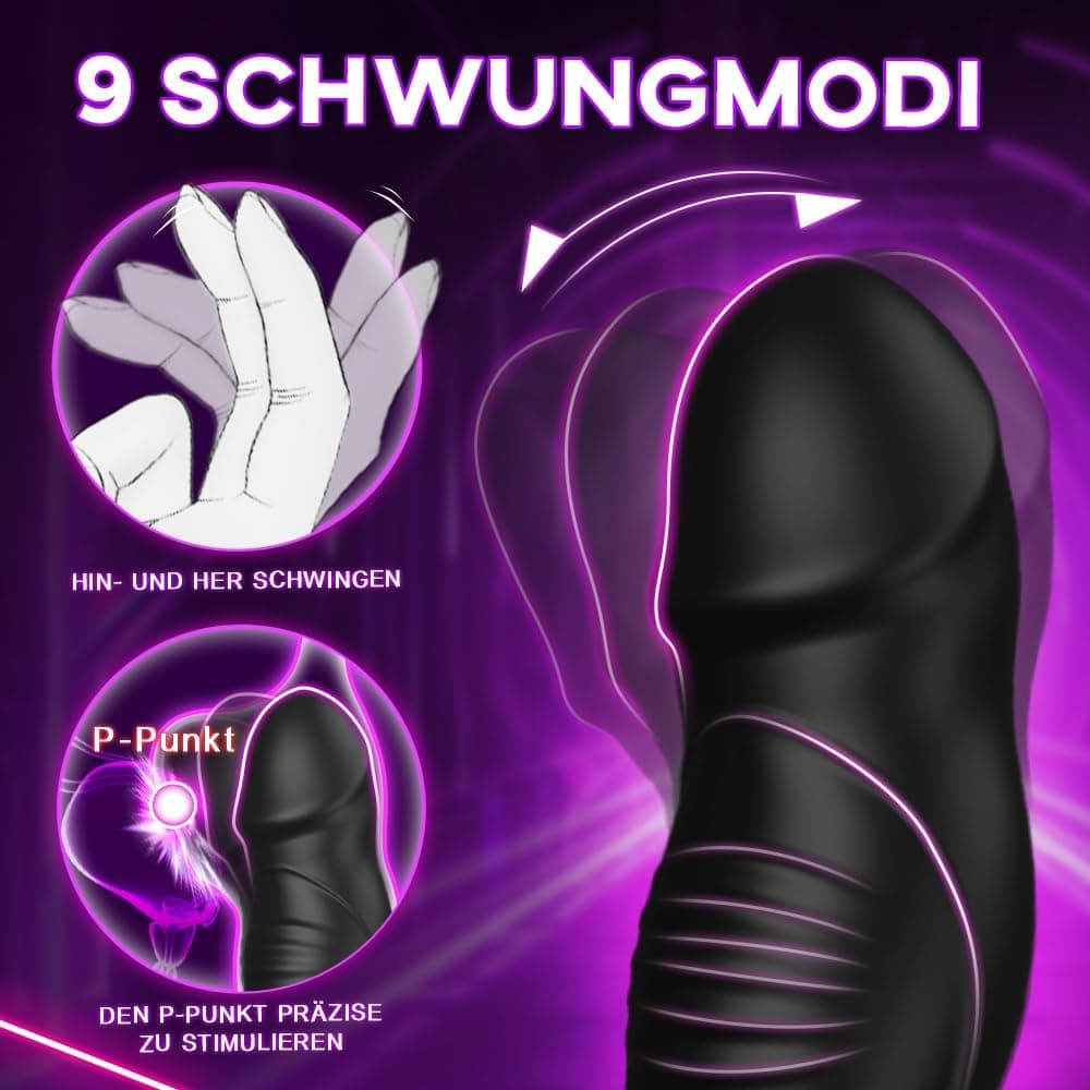 Analvibratoren für Mann Prostata Stimulation Männer mit Penisring 9 Schwungmodi &amp; Rollkugeln-Stoßfunktion 9 Vibrationen Analplug Sex Spielzeug für die Männer Anal Vibrator Anal dildo Sex toys