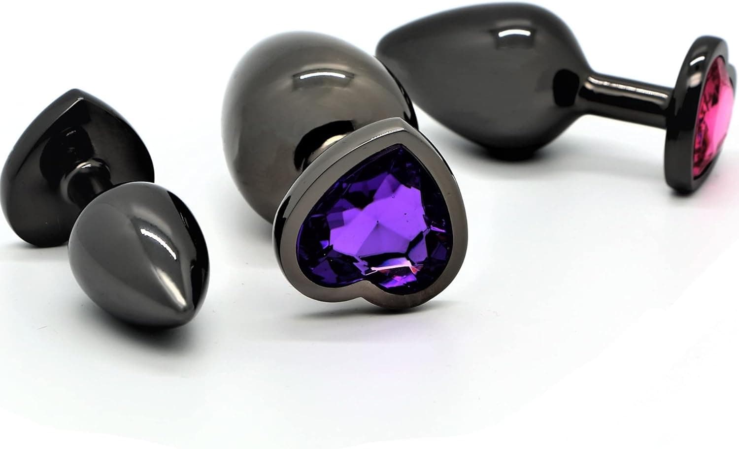 3x Metall Anal Plug | Butt Plug in Herzform | Spüre Puren Lust Genuss in 3 Größen | Analplug Set