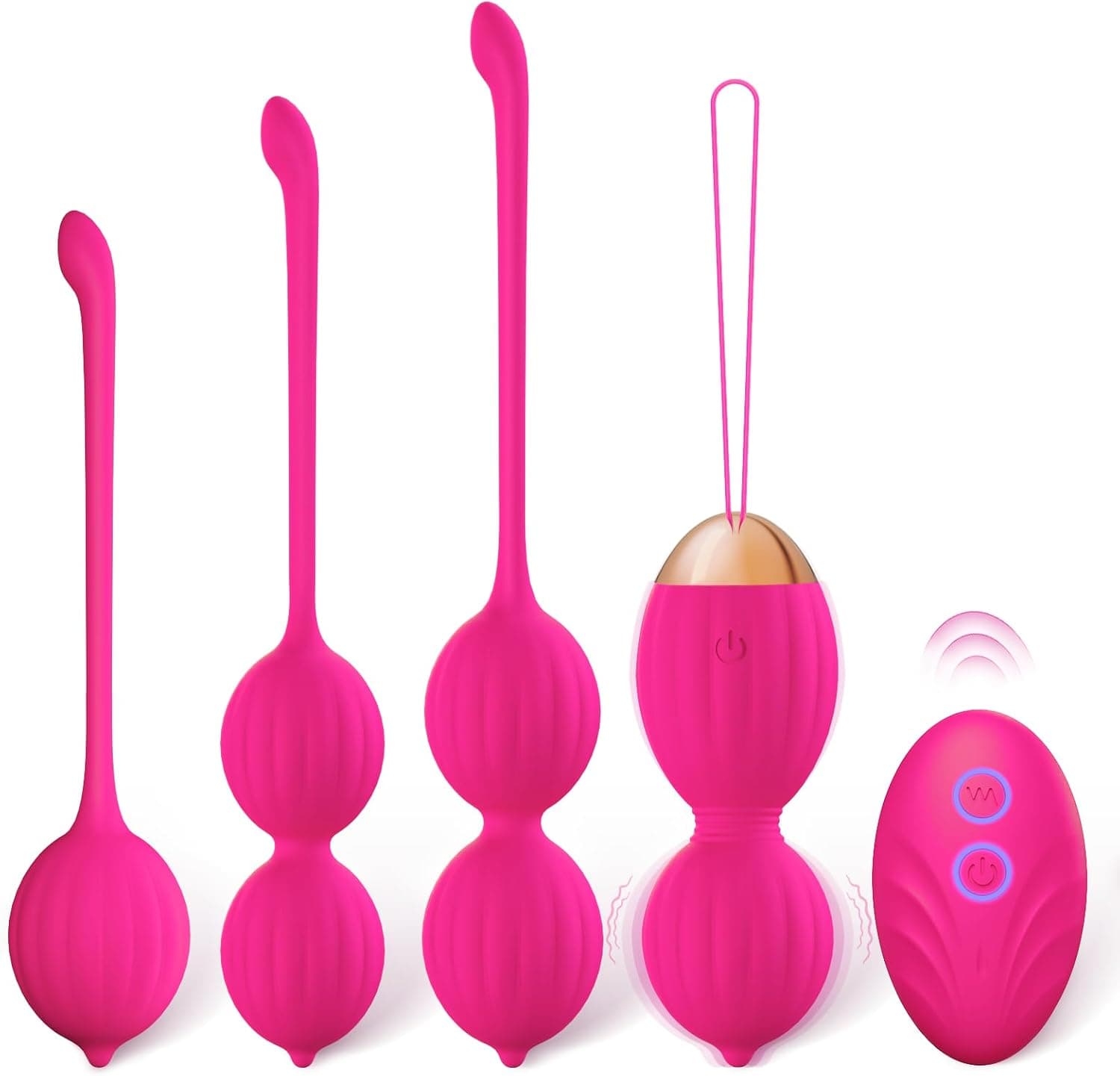 FIDECH Liebeskugeln Beckenbodentrainer für Frauen, Silikon Kegel Balls mit Fernbedienung, Beckenboden Trainer Damen mit 12 Vibrationsmodi, Vibro Ei, Beckenbodentrainer für Blasenkontrolle, Rot