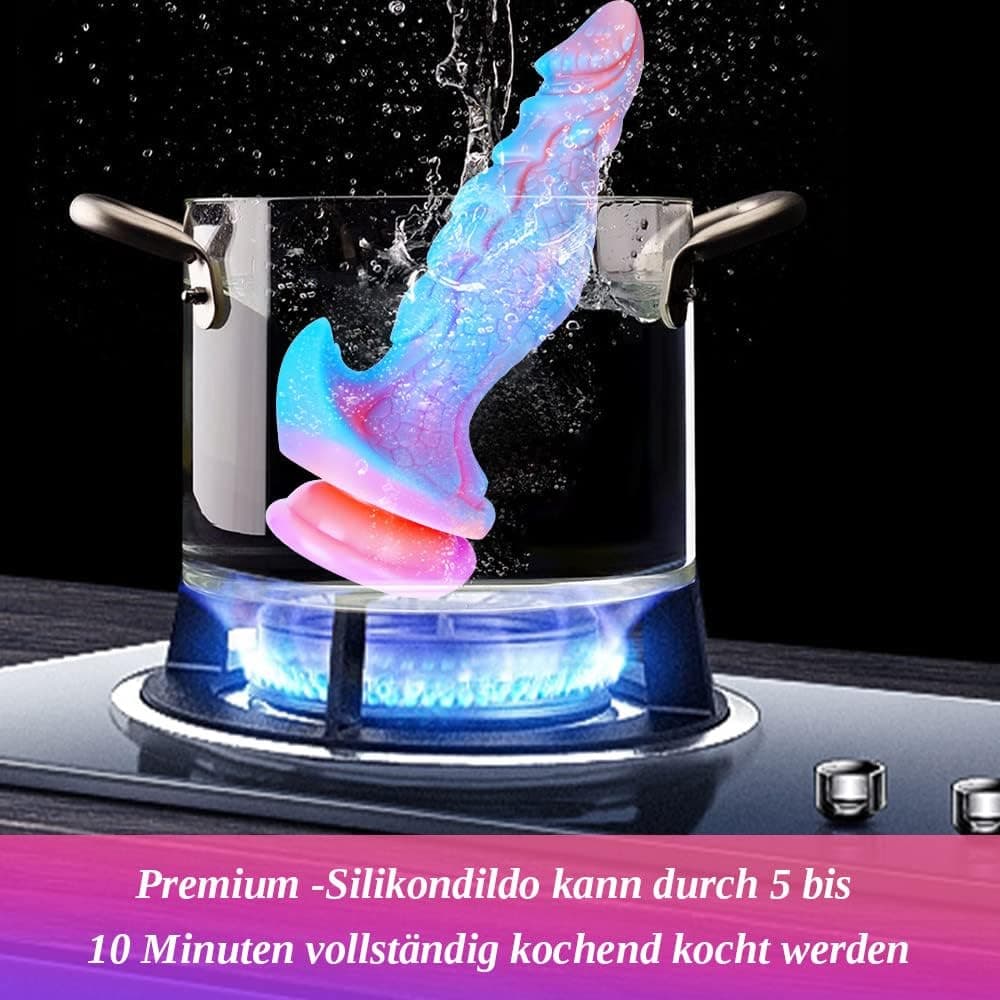 25cm Riesen Fantasy Dildo von Monster mit großem mit saugnapf, Silikon Drachen XL Analplug Flexibler G Punkt Langdildo Erwachsener Penis für Frauen und Männer Blau