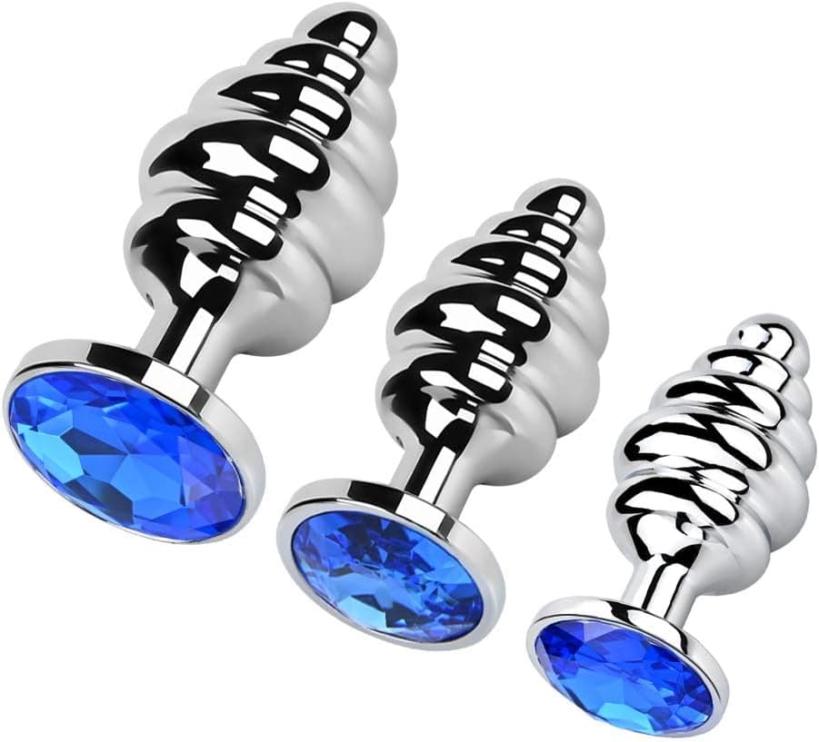 SXOVO Groß + Medium + Klein Butt Plug Metall Analplugs Set mit Edelstein Sex Toys Sexspielzeug für Männer und Frauen