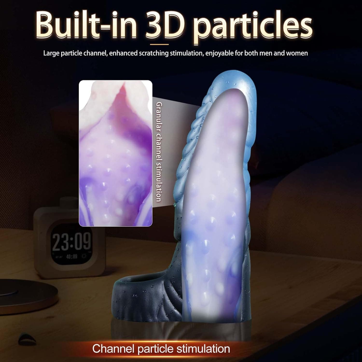 Silikon Penis Sleeve Mit Monster Dildo Design Und Hodenring, Wiederverwendbare Penishülle Zur Penisverlängerung Und Erektionssteigerung, Penisvergrößerung Extender Für Männer Sexspielzeug（L）