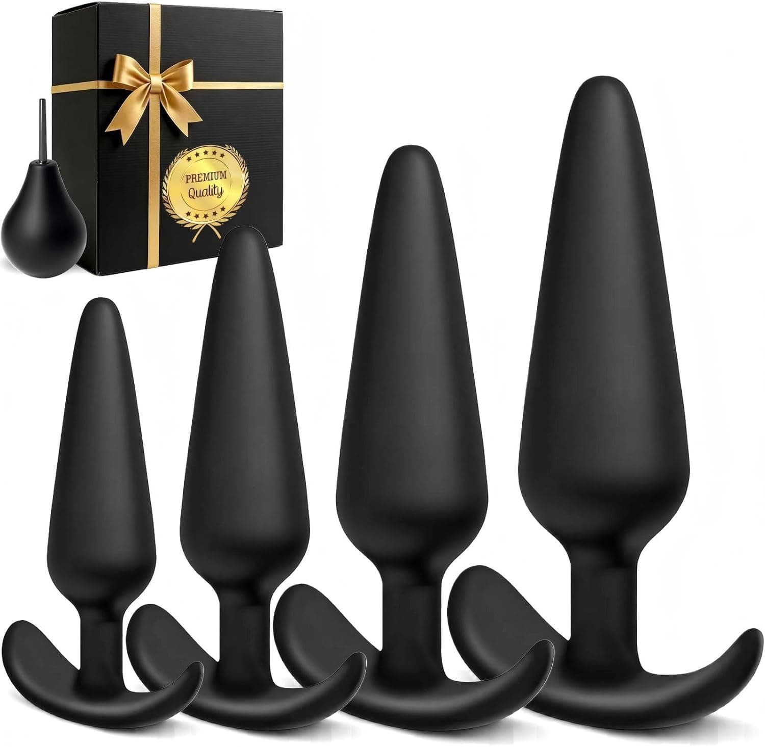 Anal Dildo Analplug# für Frauen Männer 4 Stück Anal Plug Set mit Analdusche &amp; Größen-Upgrade (M-XL) für Anfänger bis Profi Buttplug Analplugs Silikon Butt Plug für den Mann Sexspielzeug