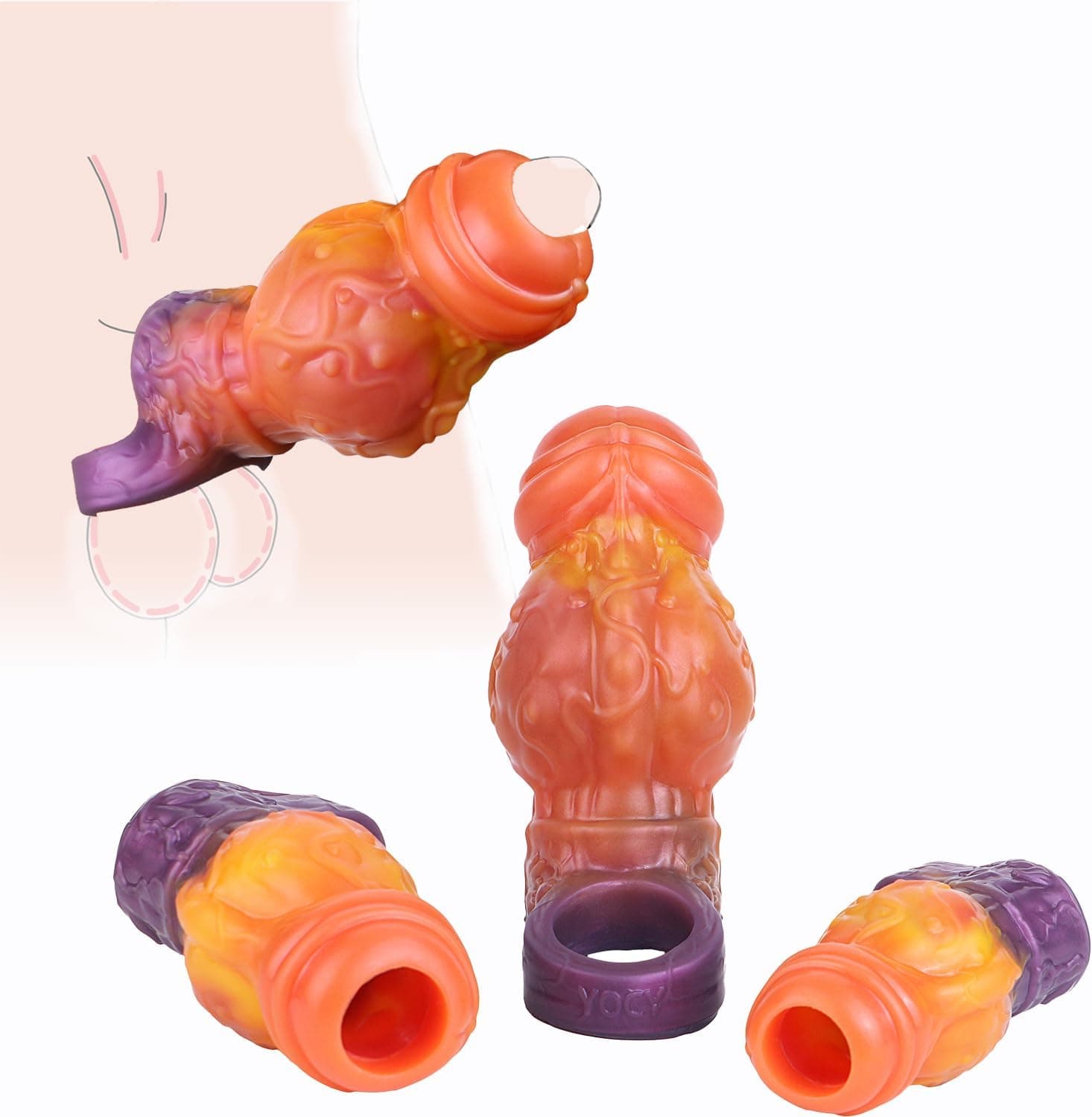 Kuaecr Realistische Hund Penishülle Flüssigsilikon Tierischer Dildo Penis Sleeve mit Hodenring Extender zur Penisverlängerung Vergrößerung Dicker Stärker Erektion Sexspielzeug für Männer Paare (L)