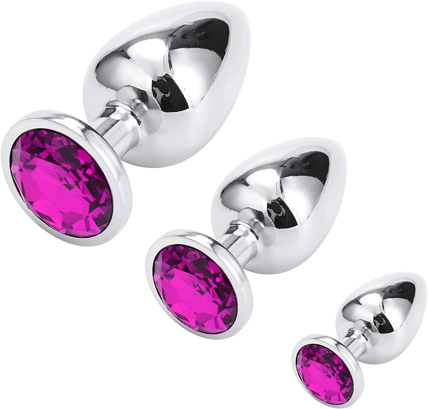 Klein Medium Groß Metall Analplug Set Buttplug Anal Butt Plug mit Kristall Diamant
