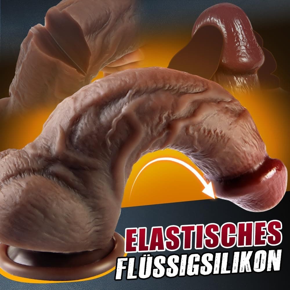 Black Dicker Realistischer Dildo groß für G-Punkt-Stimulation mit spezieller Kurve 20cm Silikon BBC dildos mit Starkem Saugnapf Penis Analdildo realistische dildos Sexspielzeug für Frauen und Männer