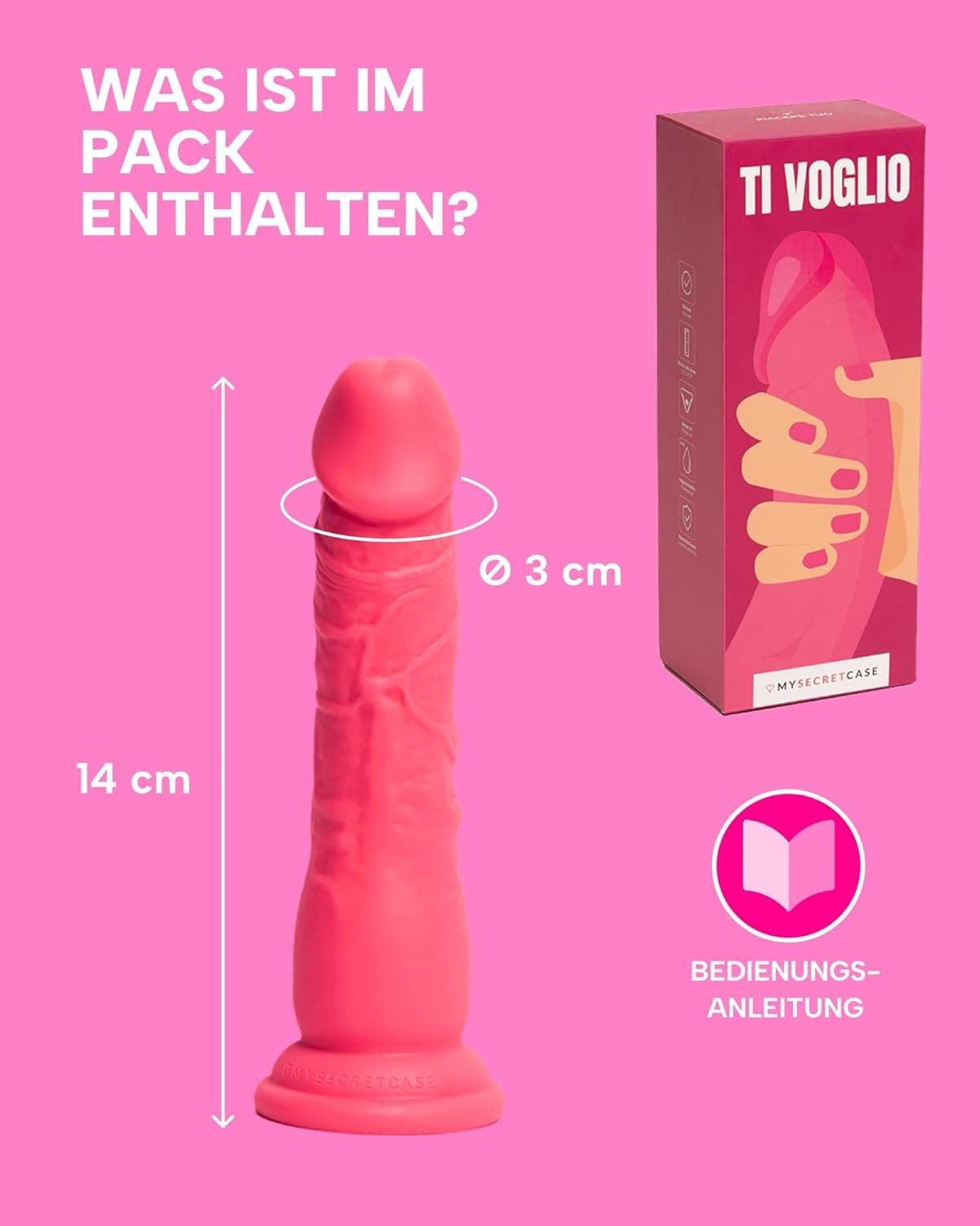MySecretCase Realistischer Diloschwanz für Frauen 13cm Dildo Saugnapf Sextoys Analdilo für Männer Squirting mit starkem Saugnapf Ideal für Strap On Dildo, Freihändiges Penis Vielseitig