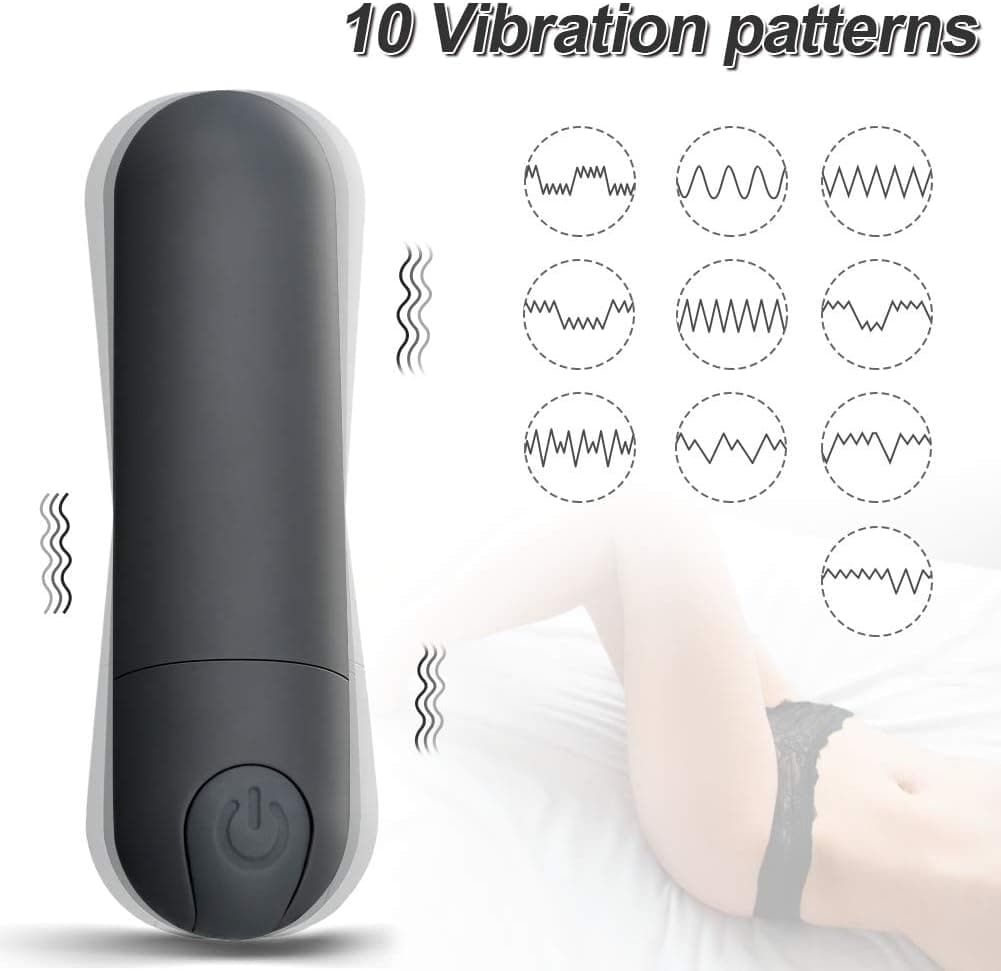 SXOVO 10 Vibrationsmodus Minivibrator, Wiederaufladbar Clitoral G-punkt Vibrierende Bullet Vibrator, Wasserdichte kraftvolle Stimulation Tragbare Massager für Paar Reise (Schwarz)
