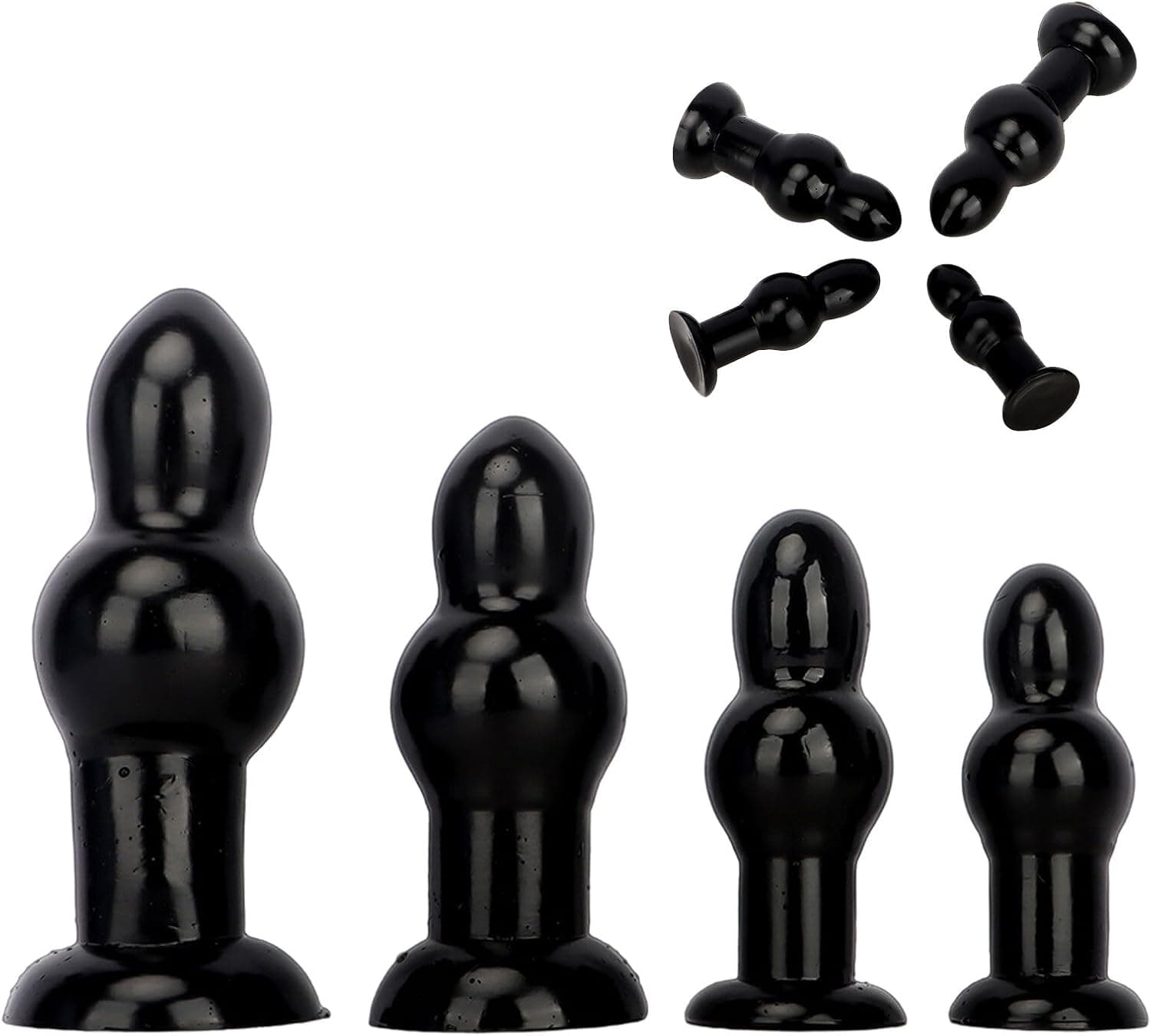 4 Größe Progressiver Analplug S/M/L/XL Buttplug mit Saugnapf Analkugel Anus Dilatator Vagina Stimulator Groß Anal Stecker Butt Plug Prostata Massager Analperlen Sexspielzeug für Frauen Männer