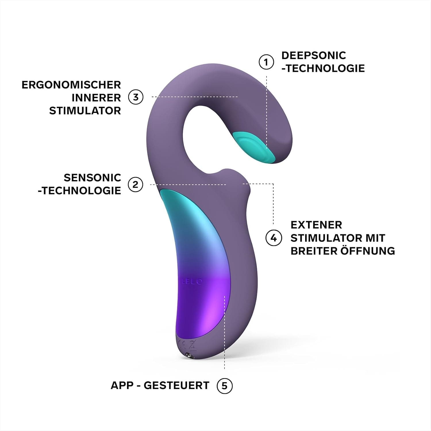 LELO ENIGMA Double Sonic Dreifach G Punkt Vibrator mit App, Klitoris Vibration für Frauen, Lusteinstellungen und 2 Extra-Modi, Sextoy Vibratoren, Sexspielzeug für Frauen Solo (Cyber Purple)