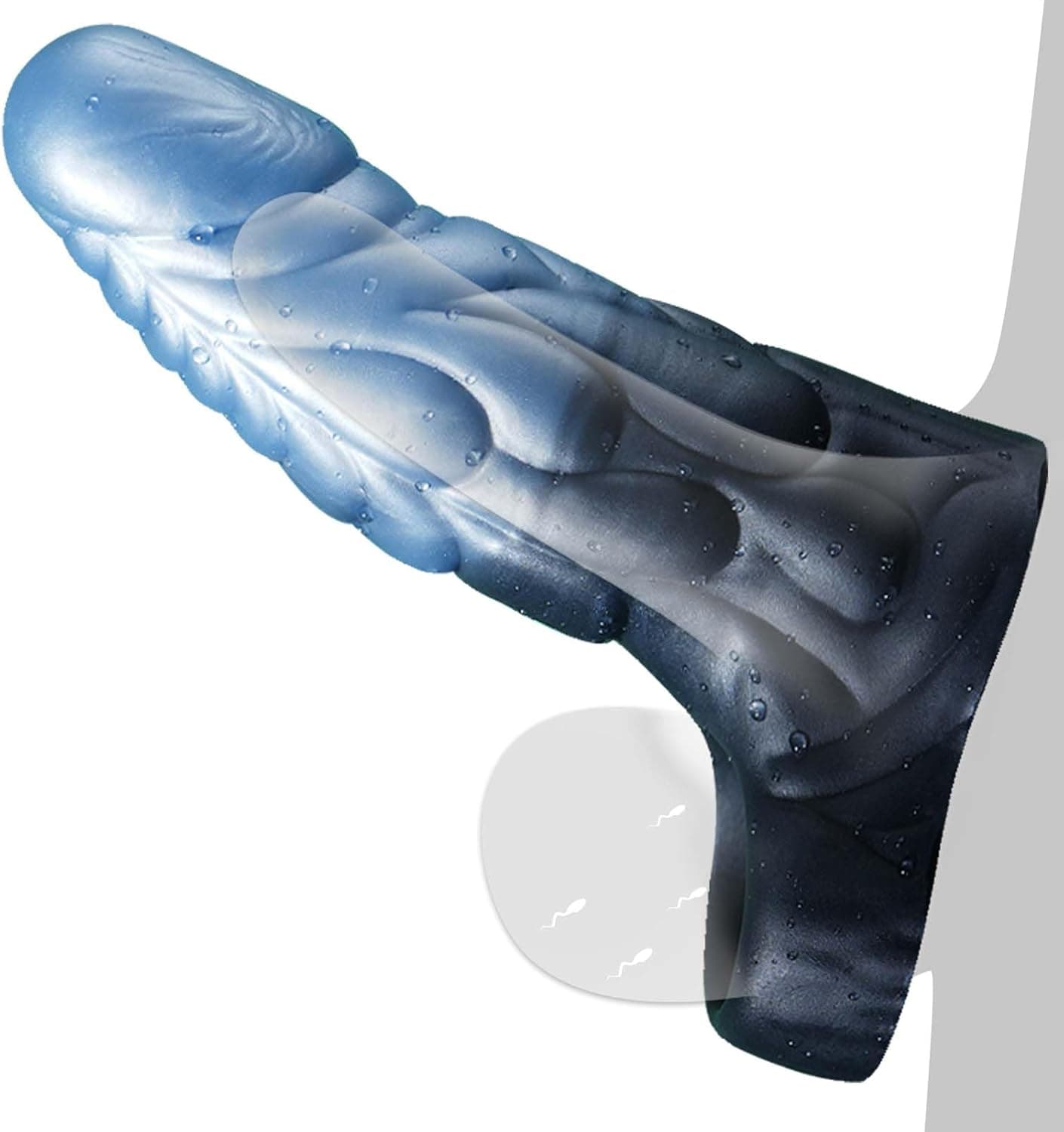 Silikon Penis Sleeve Mit Monster Dildo Design Und Hodenring, Wiederverwendbare Penishülle Zur Penisverlängerung Und Erektionssteigerung, Penisvergrößerung Extender Für Männer Sexspielzeug（L）