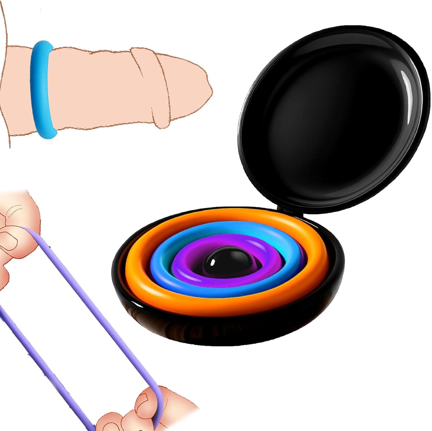 Penisringe Wiederverwendbares Silikon Sex Toyset für Man Long Time 3 verschiedene Größen penispumpe sex spielzeug sex spielzeug für die männer penishülle Erotisches Sexspielzeug(Bonbonfarben)