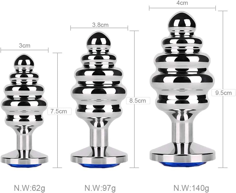 SXOVO Groß + Medium + Klein Butt Plug Metall Analplugs Set mit Edelstein Sex Toys Sexspielzeug für Männer und Frauen
