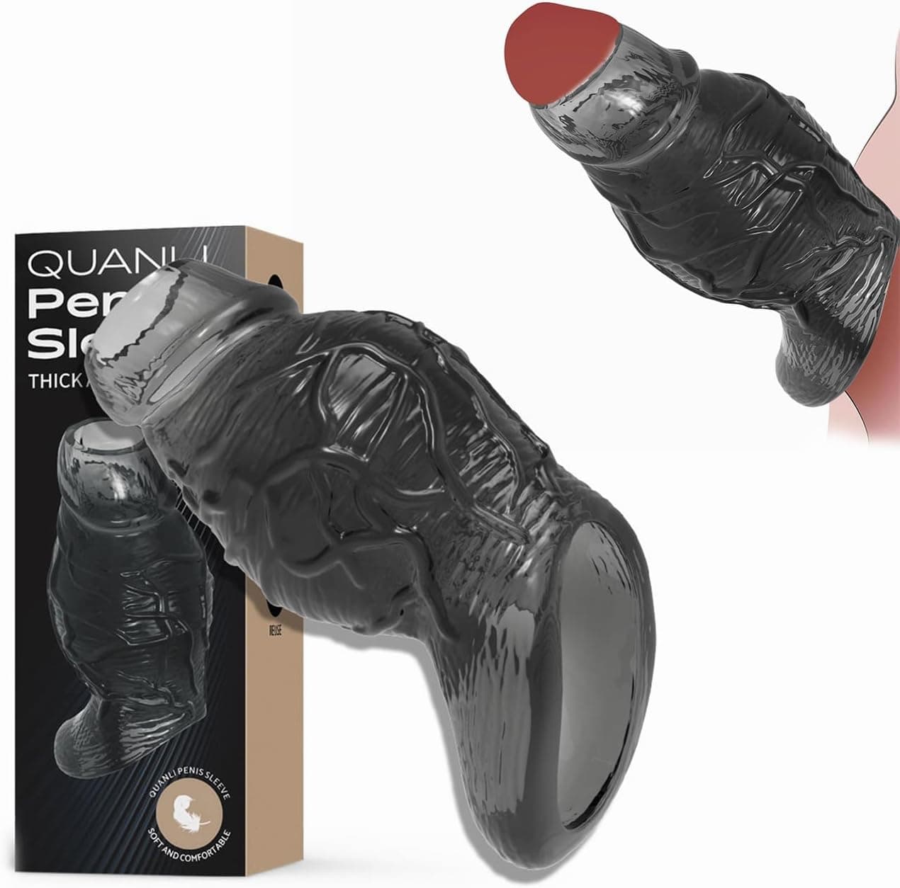 Penismanschette Mit Hodenring Für Penisvergrößerung Und Penisverlängerung Männer, Elastische Penis Hülle Als Cock Sleeve Und Penis Extender Sexspielzeug Für Die Paare（A）