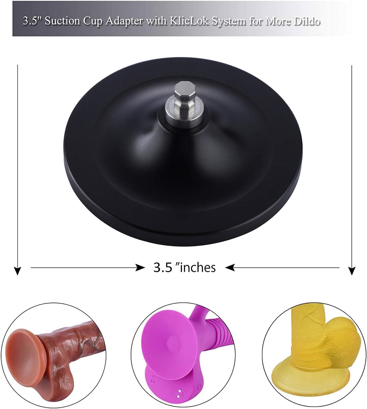 Hismith 3.5 Inch Suction Cup Adapter with KlicLok System, Universal Dildo Holder (White)