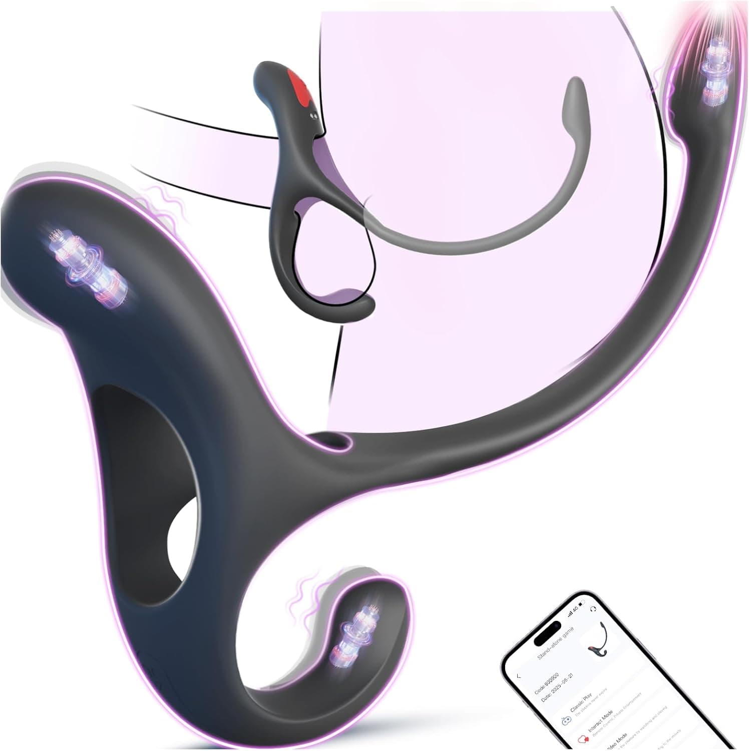 Analplug Prostata Hoden Stimulation Männer mit Penisring Klitorisstimulator, Anal Butt Plug Dildo Sex Spielzeug für die Männer Paare Frauen, Penis Ring Vibrator App, Cockring Sexspielzeug Vibration
