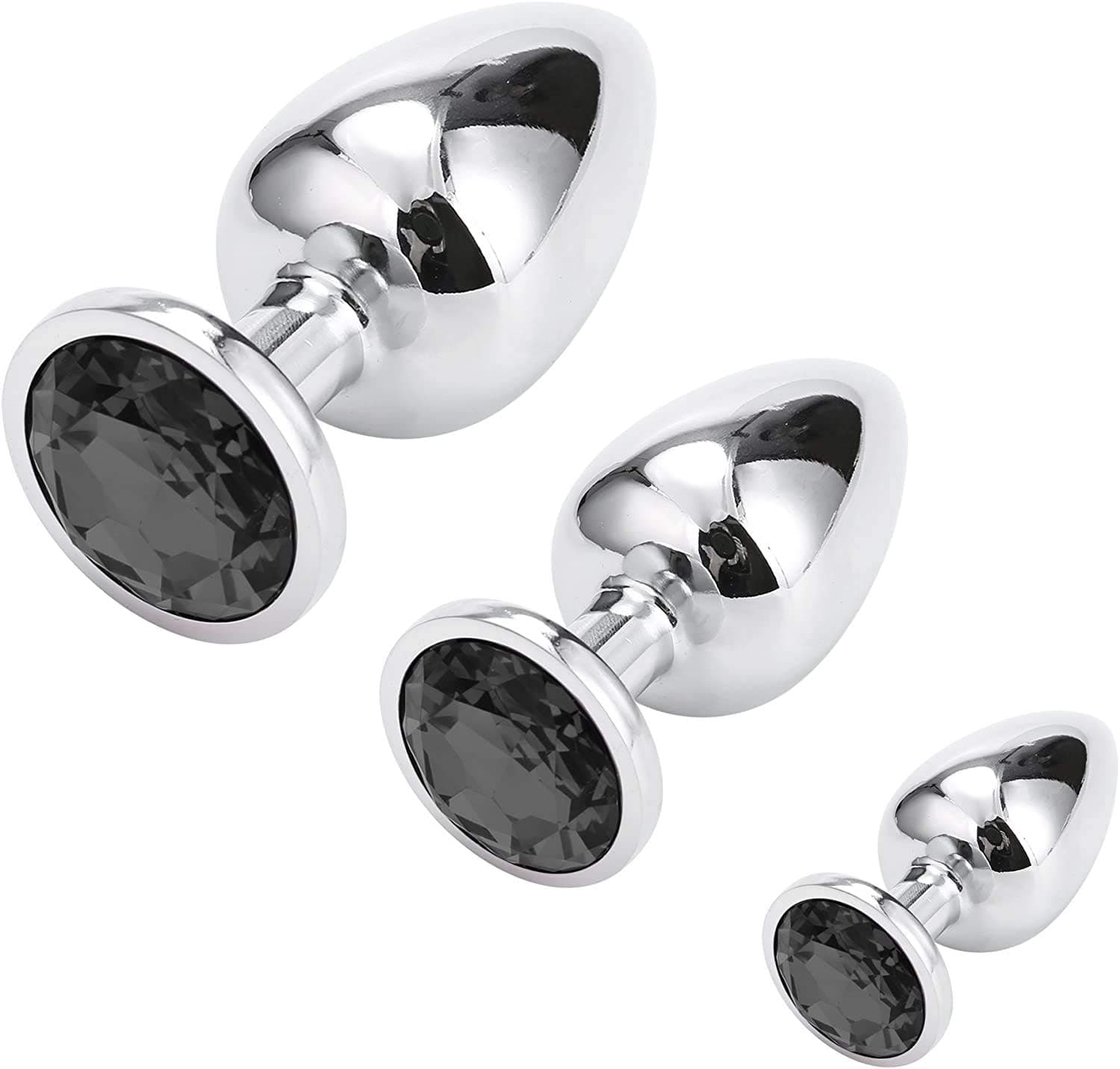 Klein Medium Groß Metall Analplug Set Buttplug Anal Butt Plug mit Kristall Diamant