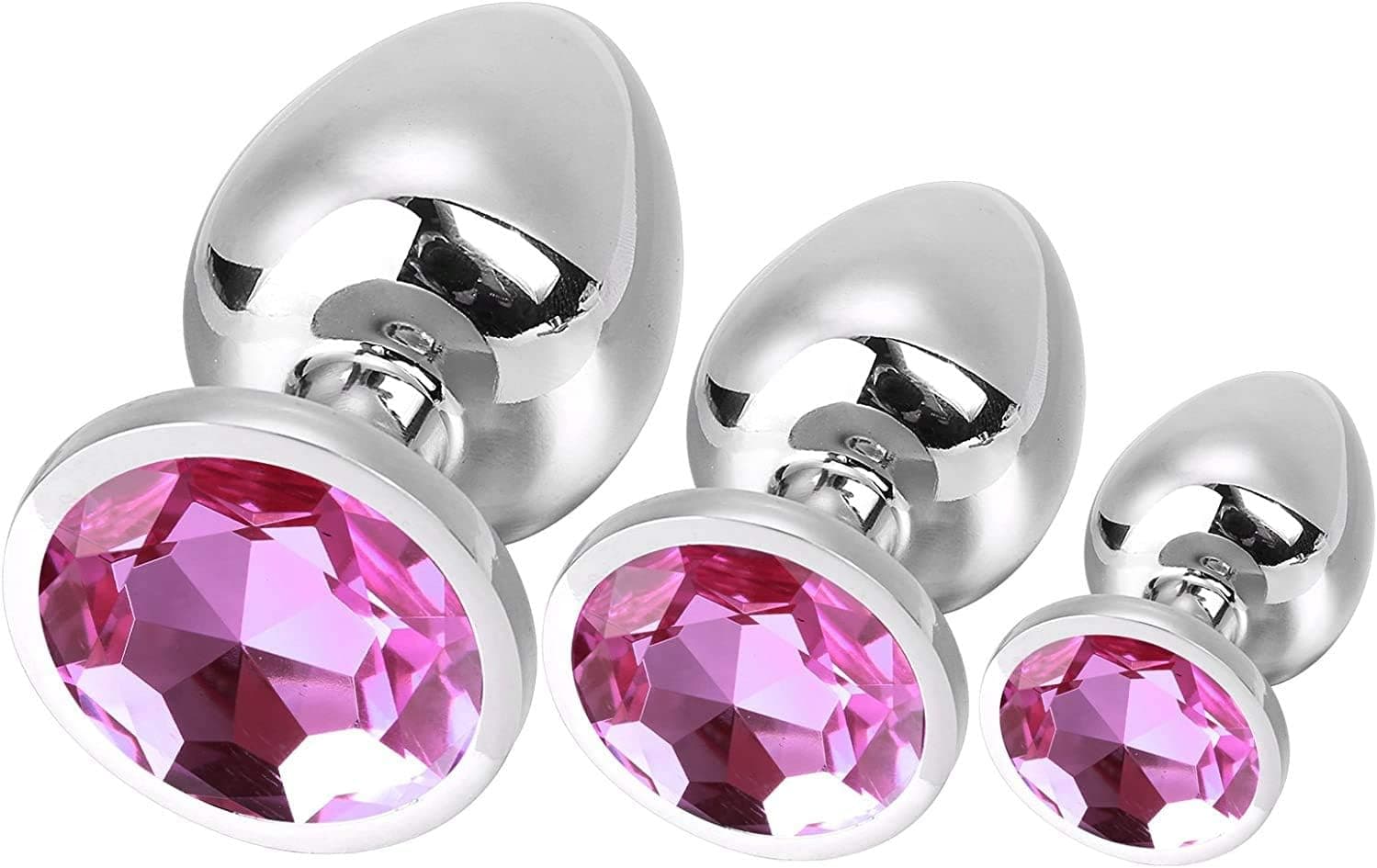 Klein Medium Groß Metall Analplug Set Buttplug Anal Butt Plug mit Kristall Diamant