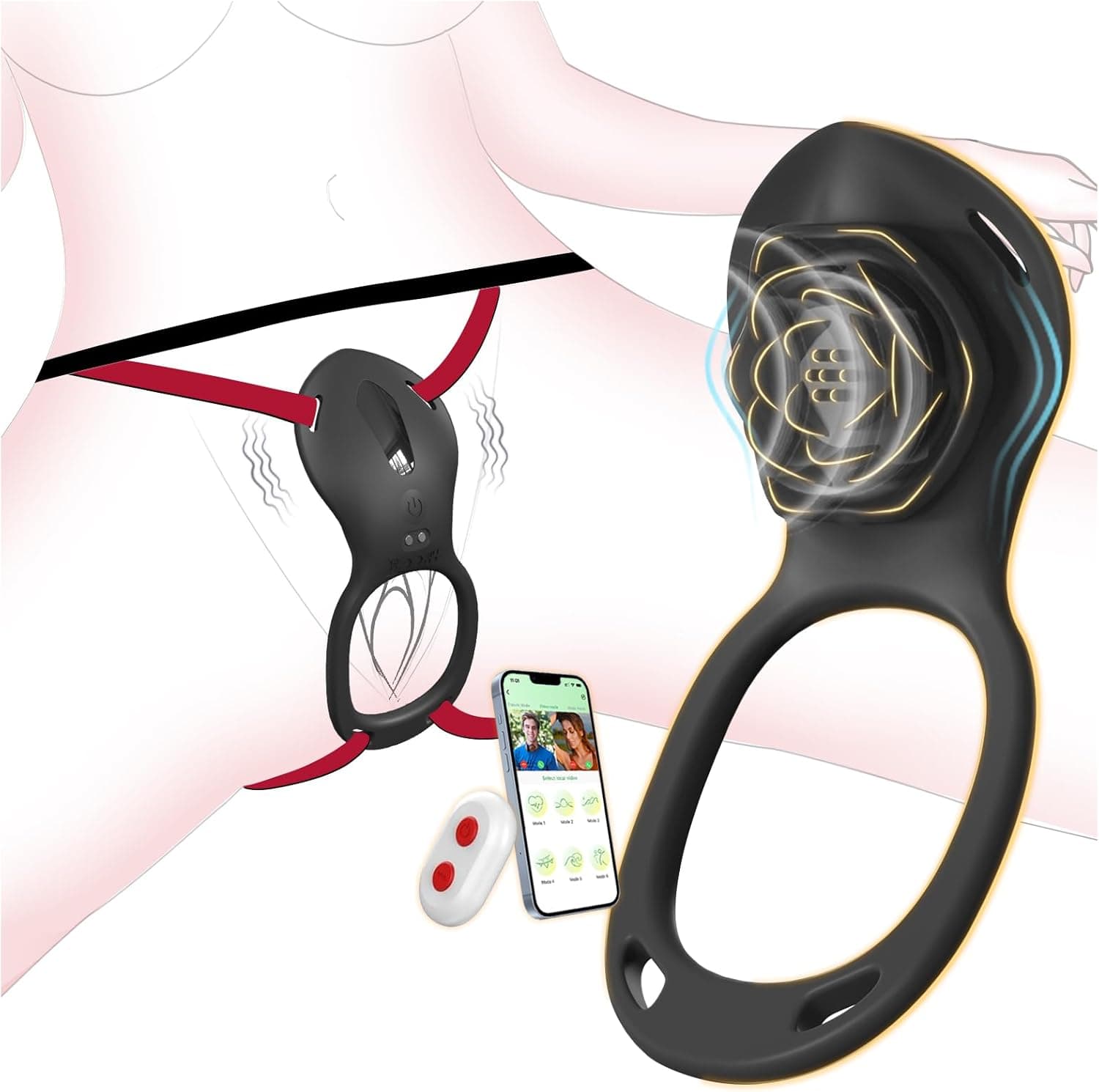 Sex Spielzeug für die Paare Frau Männer, BDSM Rose Vibration für Frauen, Vibratorensets für Frauen Klitoris mit Fernbedienung Leise, Penisring Vibrator App, Erotisches Sexspielzeug Sex Maschine Spiele