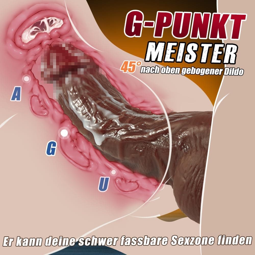 Black Dicker Realistischer Dildo groß für G-Punkt-Stimulation mit spezieller Kurve 20cm Silikon BBC dildos mit Starkem Saugnapf Penis Analdildo realistische dildos Sexspielzeug für Frauen und Männer