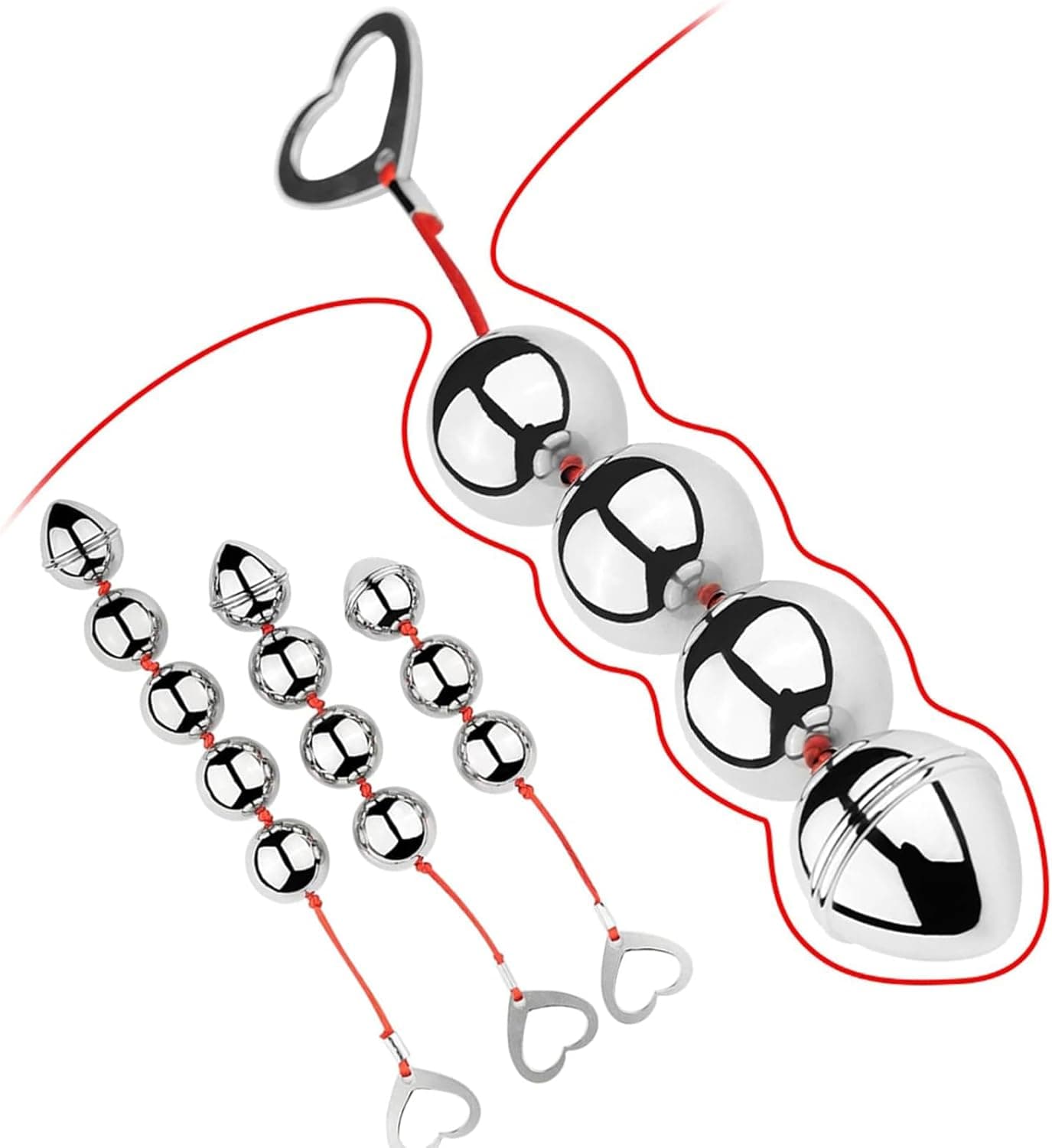 Metall Analkugeln mit Kugel und Ziehring Analperlen Homosexuell Anal Beads Anal Kette Vaginal G-Punkt Stimulation Masturbation Analplug Butt Plug Sexspielzeug für Männer Frauen Paare(3 Kugel)
