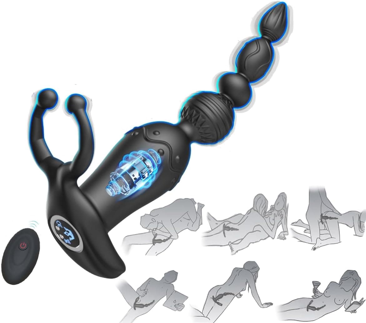 Analvibratoren für Mann Buttplug Analplug Vibration Sex Spielzeug für Paare G-Punkt Prostata Vibrator mit 10 Vibrationmodi Analkugeln Liebeskugeln mit Penisring Hoden Ring (Schwarz)