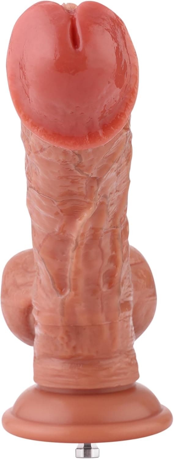 Hismith 8.86 Inch Dual-Density Silicone Dildo, Curved Dong with Veins, 6.3 Inch Insertable Length with KlicLok System - Intermediate Series