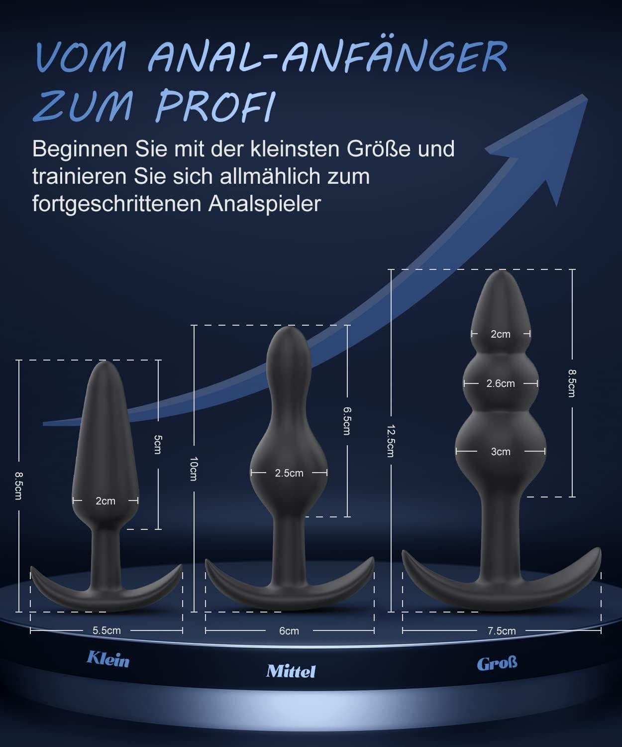 Analplug Set Sexspielzeug für Frauen und Männer,Anal Sex Spielzeug für die Frau Extrem Silikon Buttplug Klein Medium Groß für Anfänger Profi