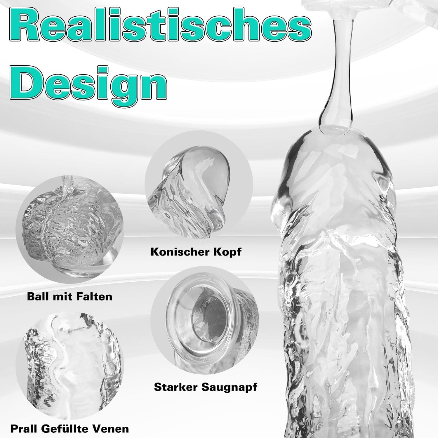 Realistischer Dildo mit Starkem Saugnapf, Wakelust 18CM Anfänger Dildo mit Echten Venen und Prallen Hoden Sexspielzeug für Frauen und Männer Weich Silikon Analdildo Penis Nachbildung (Transparenter)