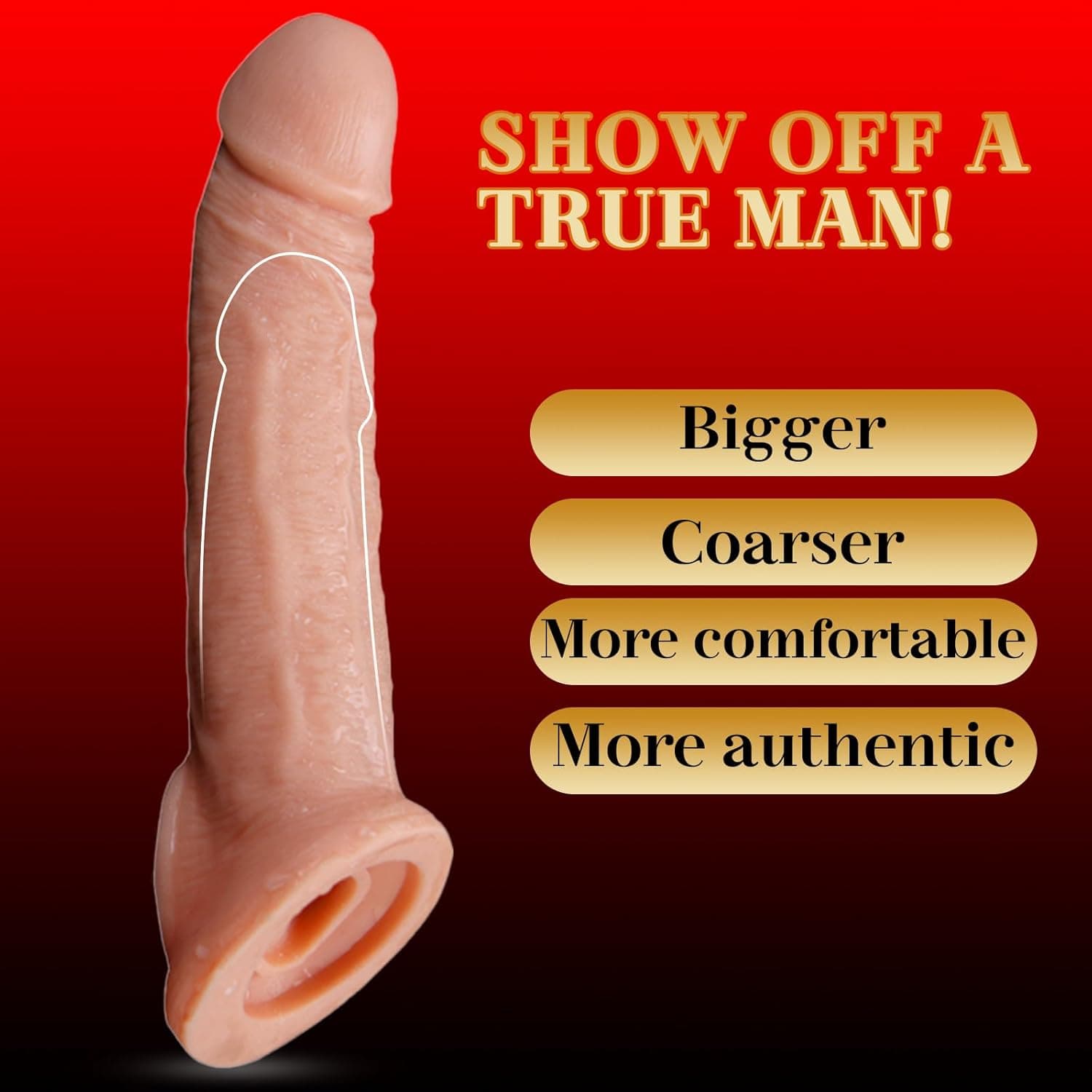 Penishülle Penismanschetten Penis Sleeve für Penisverlängerung Penisvergrößerung,Penis Hülle mit Aussehen Sex Spielzeug ab 18 für Paare extrem (Fleischfarbe)