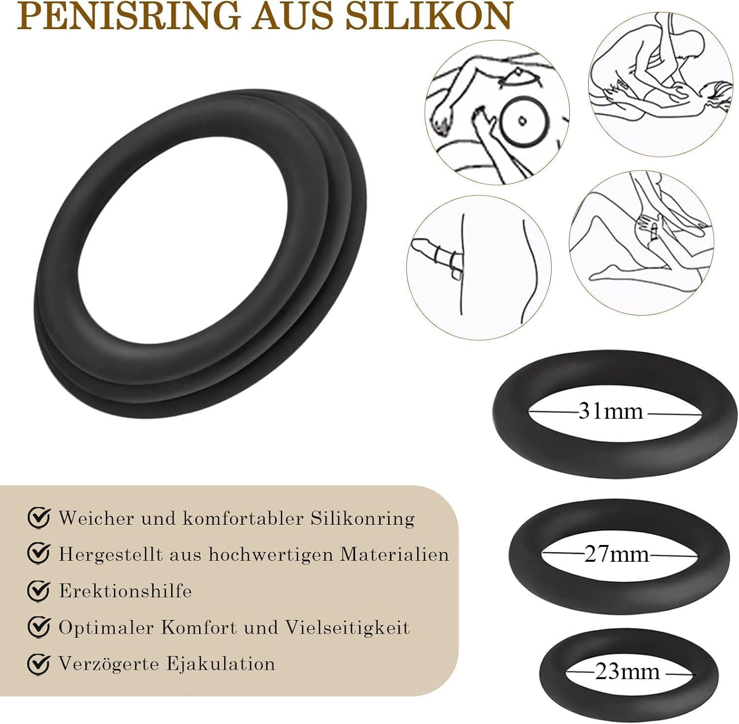 BDSMJOY 6 Cockringe extrem Silikon mit 3 Penisringe,Pennisring dehnbar Silikon,multifunktional Hodenring Eichelring Cockring Penis Ring Cock Ring Pennisring Sex Spielzeug für die Männer extrem