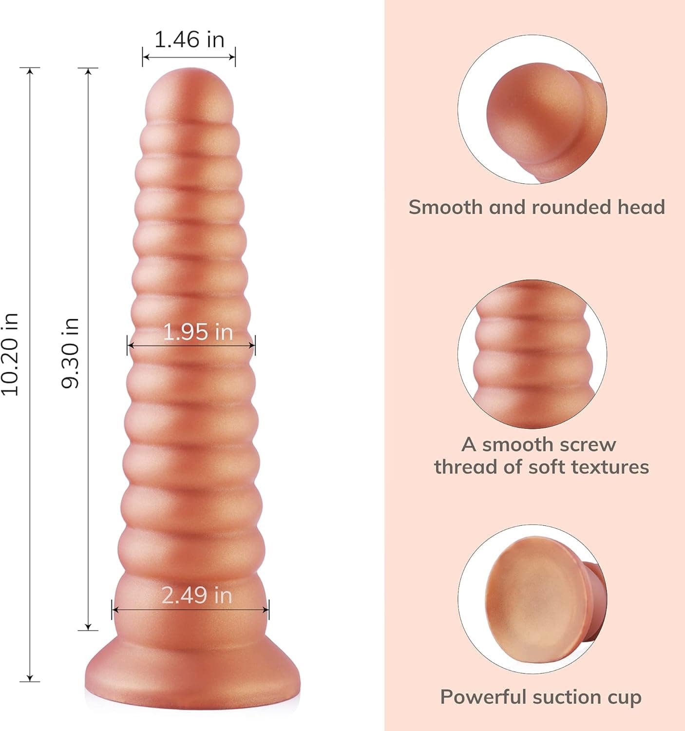 Hismith 10.20 Inch Silicone Realistic Dildo with Suction Cup, Flexible Dildo