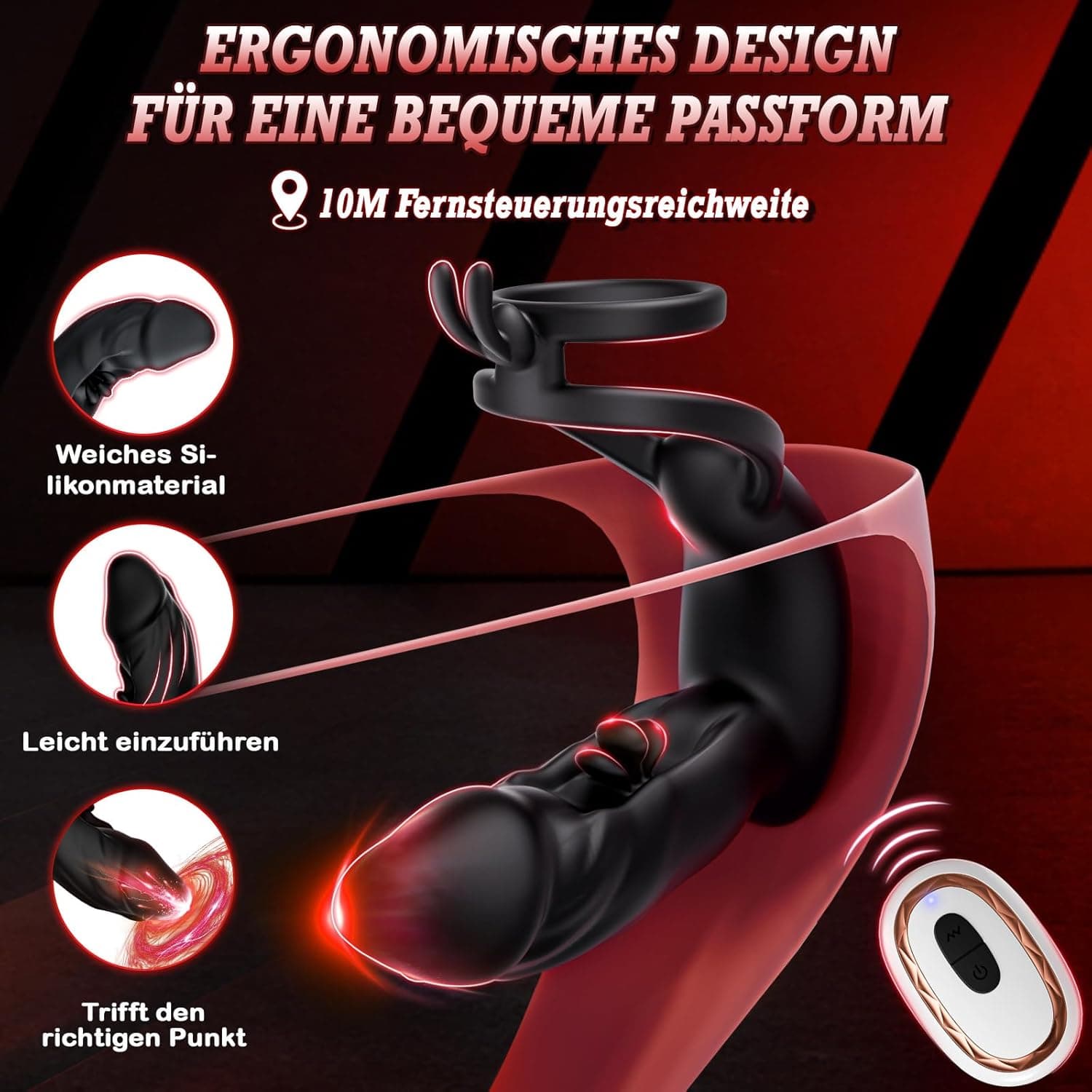 Analplug Sexspielzeug Penisringe Analvibratoren - Prostata Stimulation Vibrator für die Männer mit 10 Vibrations- &amp; Klopfmodi, Anal Dildo Silikon Sex spielzeug Toy für Mann, Gay Buttplug Vibratorstarb