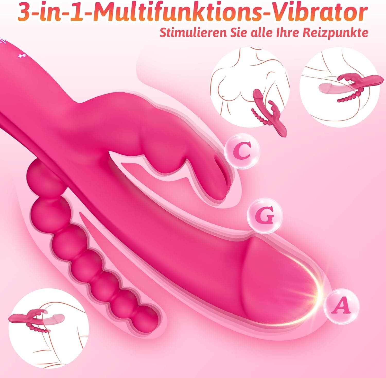 Vibrator für die Frau Dildo Sexspielzeug - 3 in 1 G Punkt Vibrator mit 10 Vibrationen &amp; 10 Pulsationsmodi, diskretes Design Sexspielzeug für Frauen, Klitoris Vibratoren Frauen leise