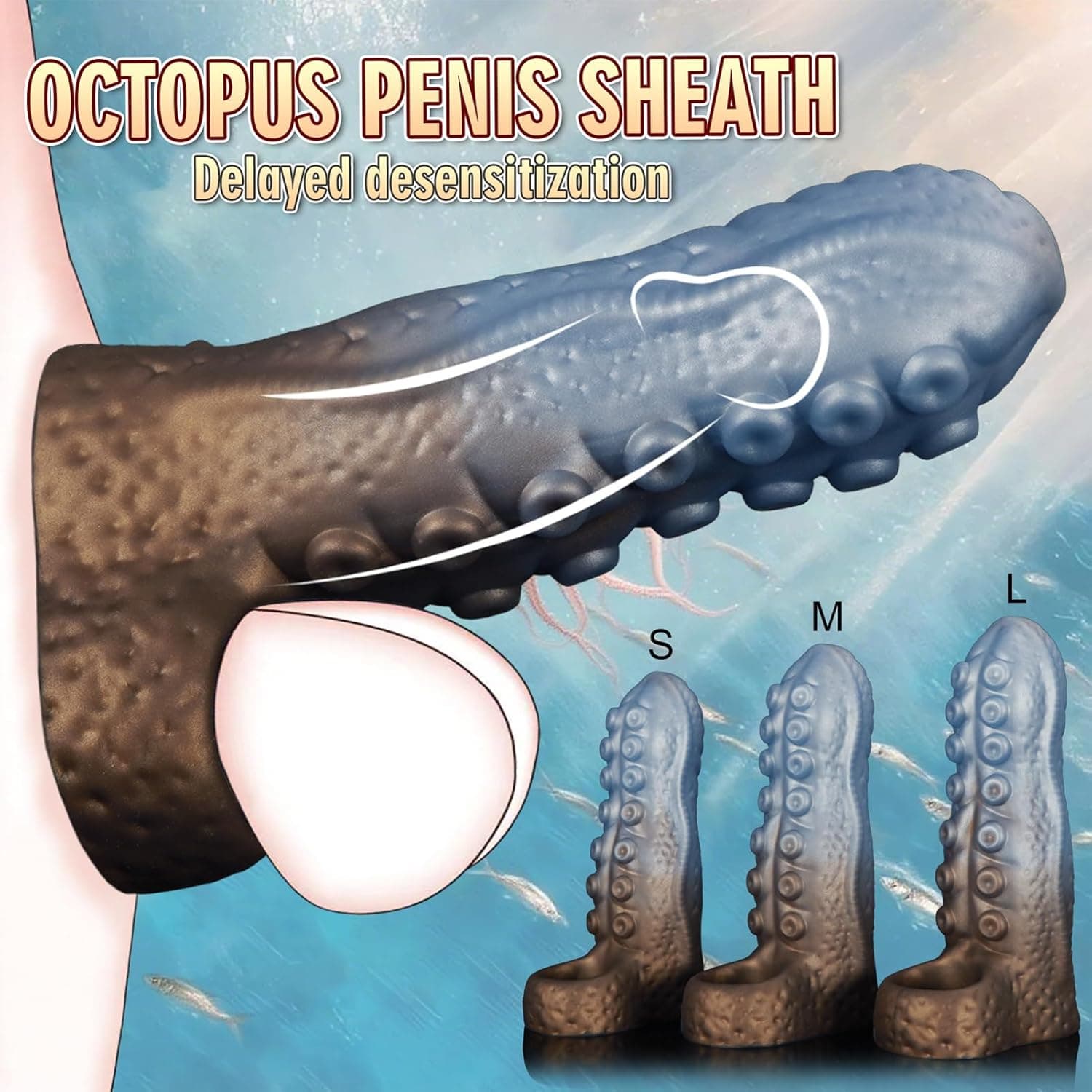 HXLXW Penismanschette Penisverlängerung Silikon Penishülle mit Hodenring Tentakelstruktur Cock Sleeve Penis Hülle für Männer zur Penisvergrößerung &amp; mehr Ausdauer im Bett(M)