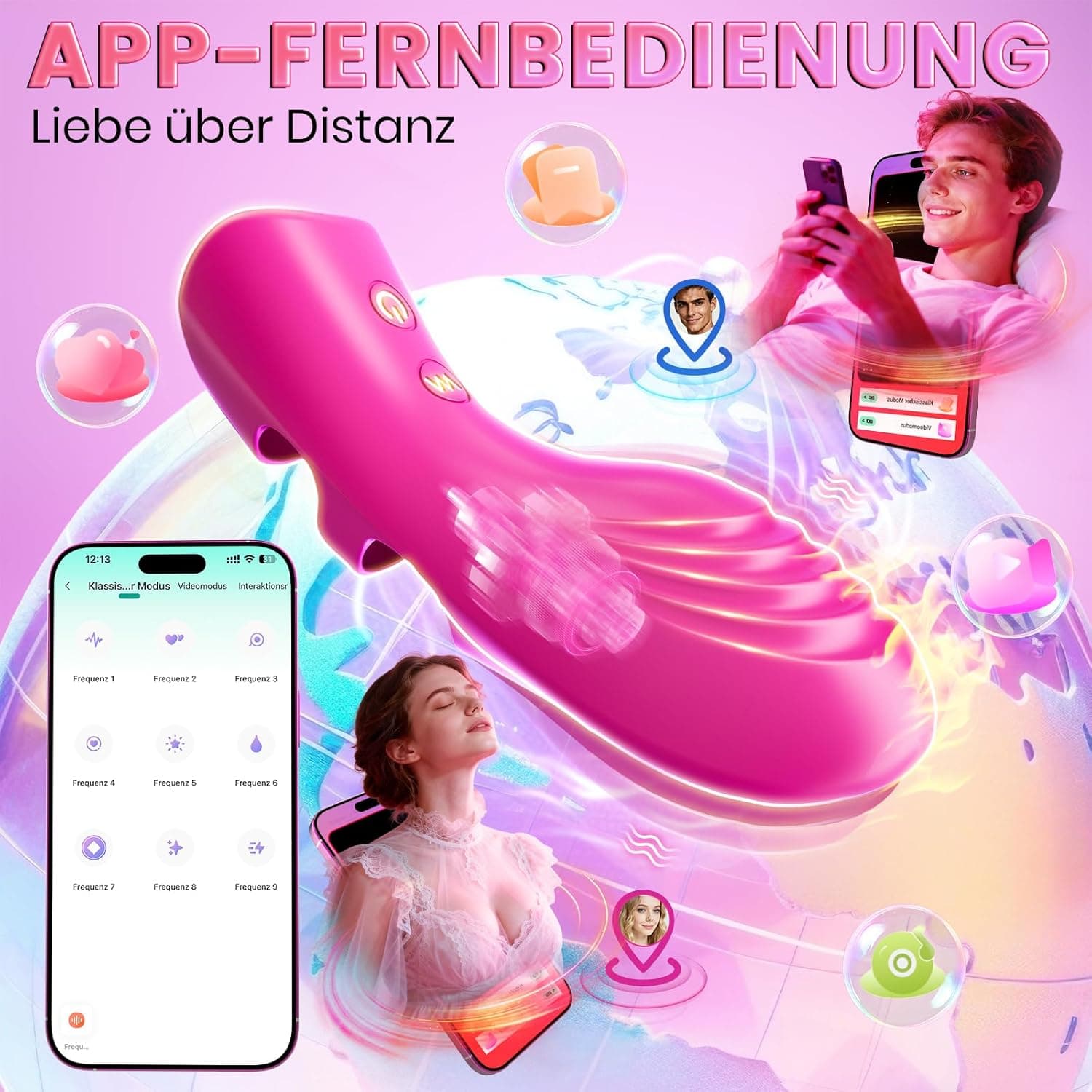 Fingervibrator APP Vibrator Sexspielzeug für Paare Portable Sex Toys, Vibration für Frauen Vibratorensets für frauen Klitoris G-punkt mit 10 Vibrationsmodi Sex Spielzeug für die Frau