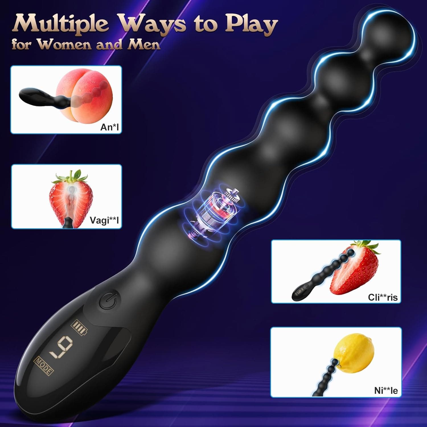 Analkugeln Vibrierender Buttplug - Sexspielzeug für Männer Prostata-Massagegerät Analspielzeug, Spielzeug für Erwachsene Analplugs Vibratoren Graduiertes &amp; Display-Design mit 9 Vibrationsmodi