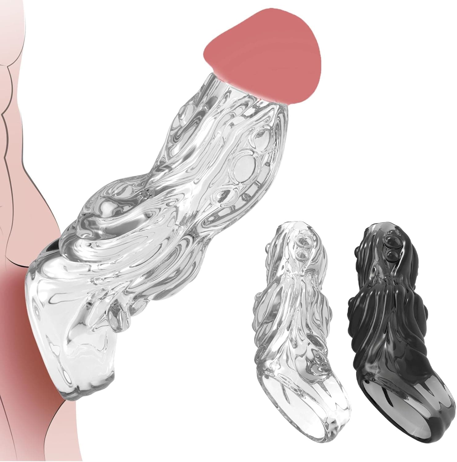 Penishülle realistische Penismanschetten Silikon Penis Sleeve für Männer &amp; Paare zur Penisverlängerung, Penisvergrößerung &amp; Ejakulationsverzögerung Sexspielzeug wiederverwendbar